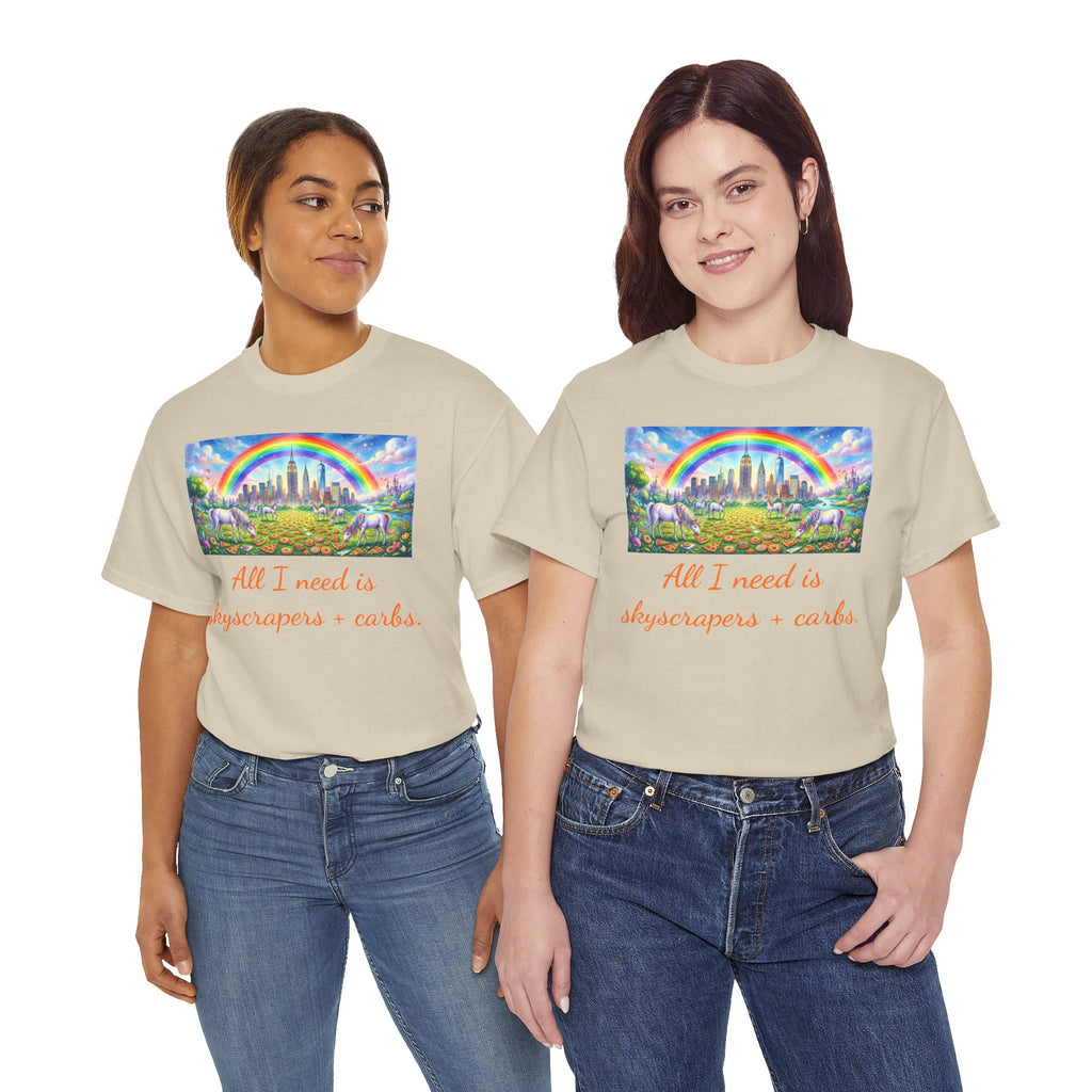 NYC Skyscrapers and Carbs T-Shirt | New York Is a Fairy Tale City Tee