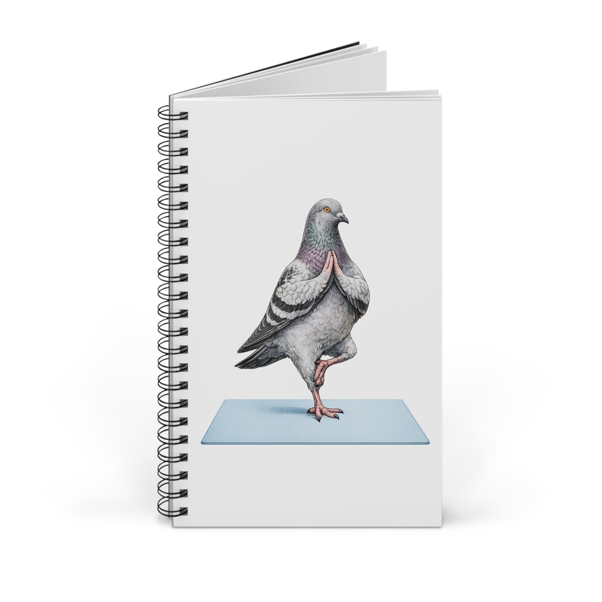 Customizable Central Park NYC Pigeon Spiral Journal | Manhattan Yoga Tree Pose Bird Lovers Notebook