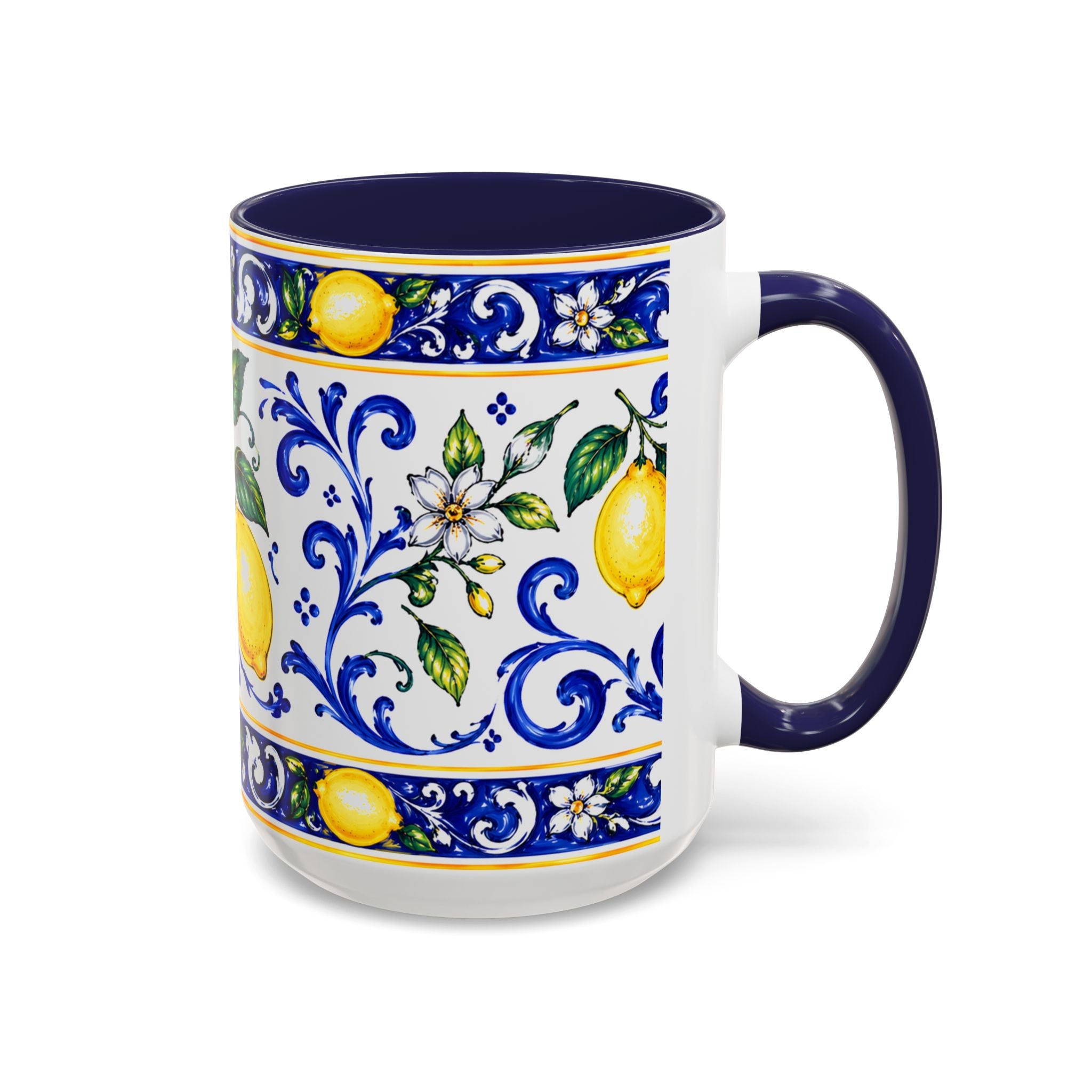 Little Italy Amalfi Blue with Lemon Mug — Blue Ceramic Kitchen Mug (11oz)