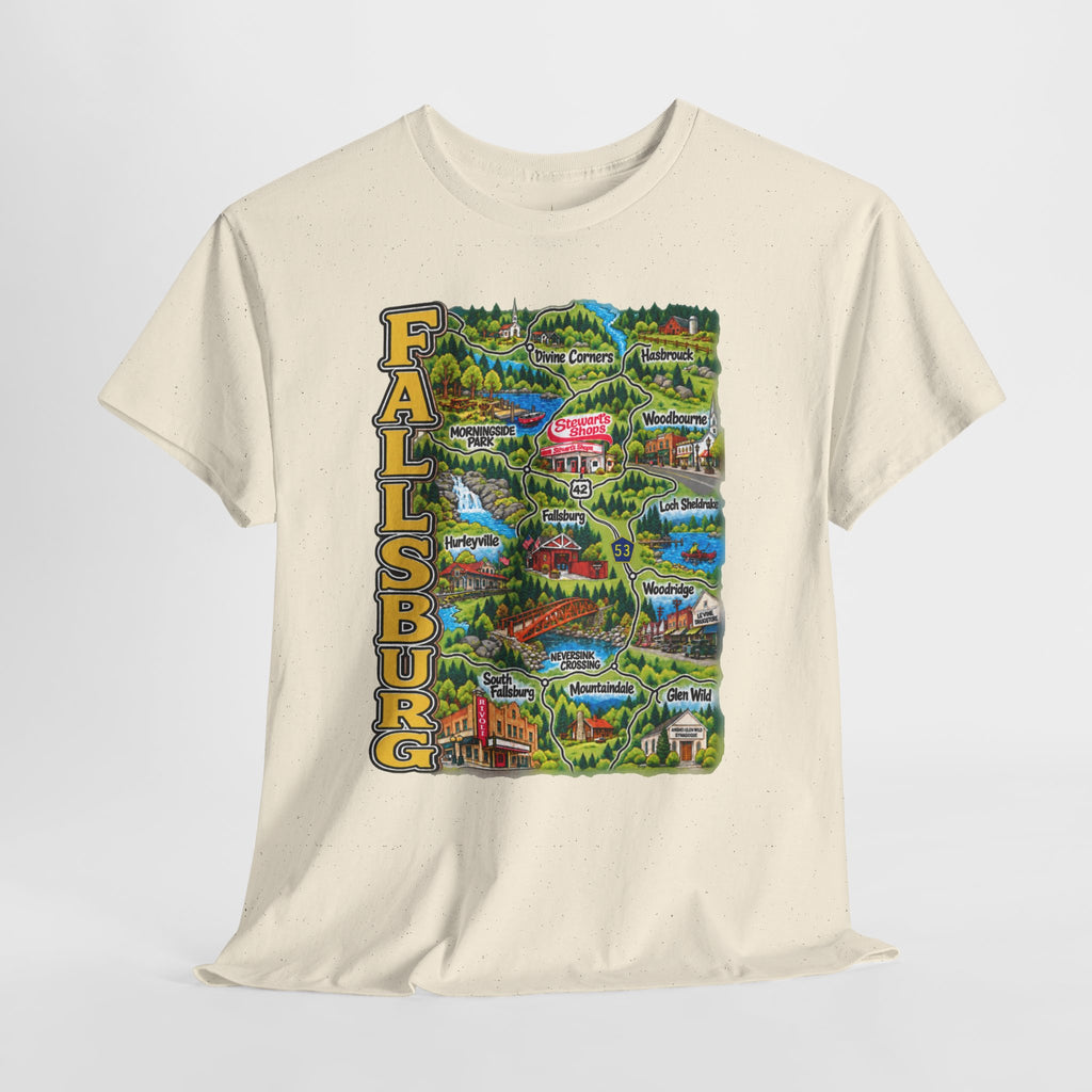 Fallsburg, NY Map T-Shirt  Catskills Upstate New York Tee