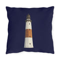 Montauk Lighthouse Navy Outdoor Pillow  – Cozy Hamptons Patio Throw Cushion