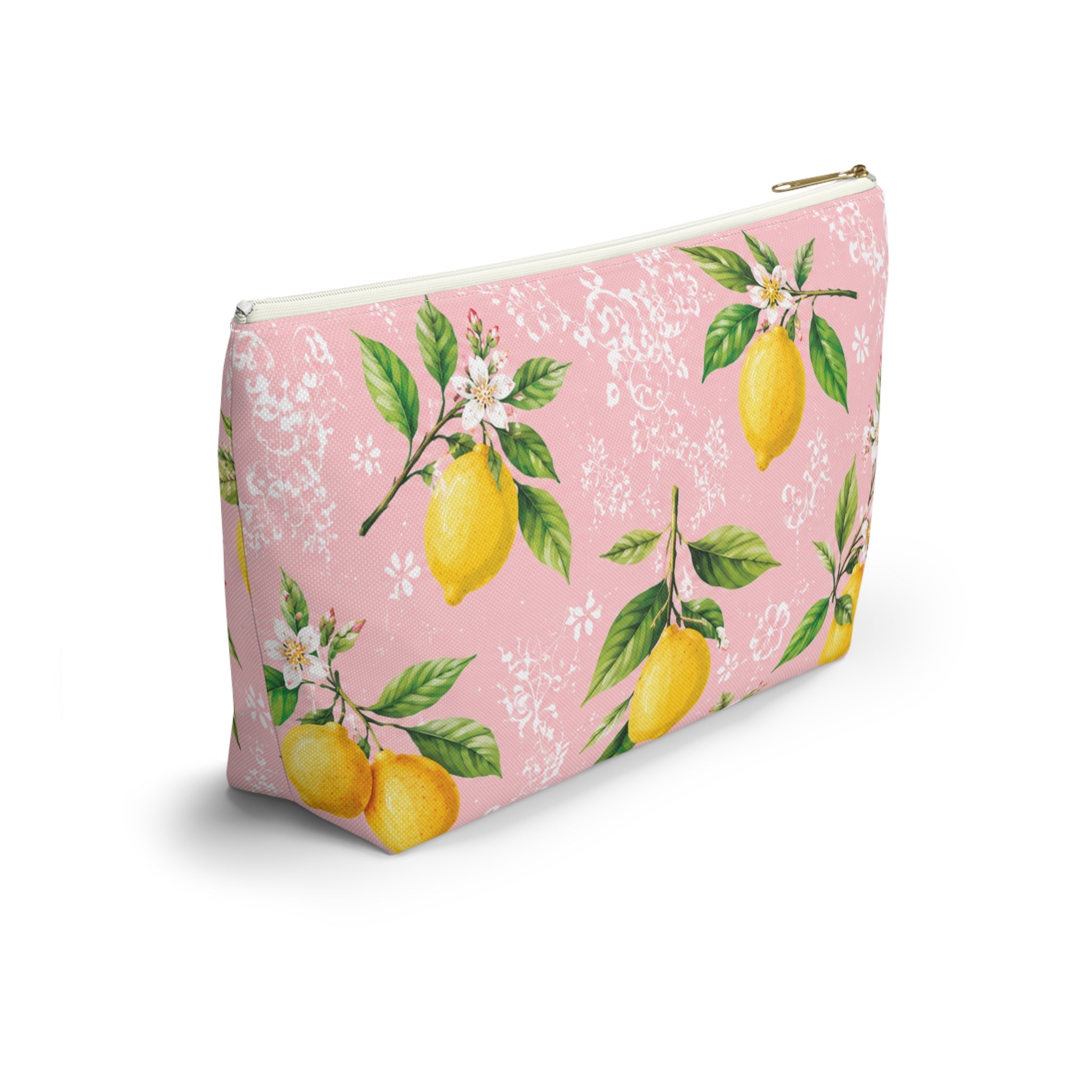Little Italy Amalfi Pink and White with Lemon Makeup Pouch —  T-Bottom Travel Bag