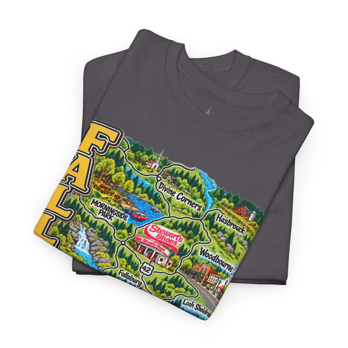 Fallsburg, NY Map T-Shirt  Catskills Upstate New York Tee