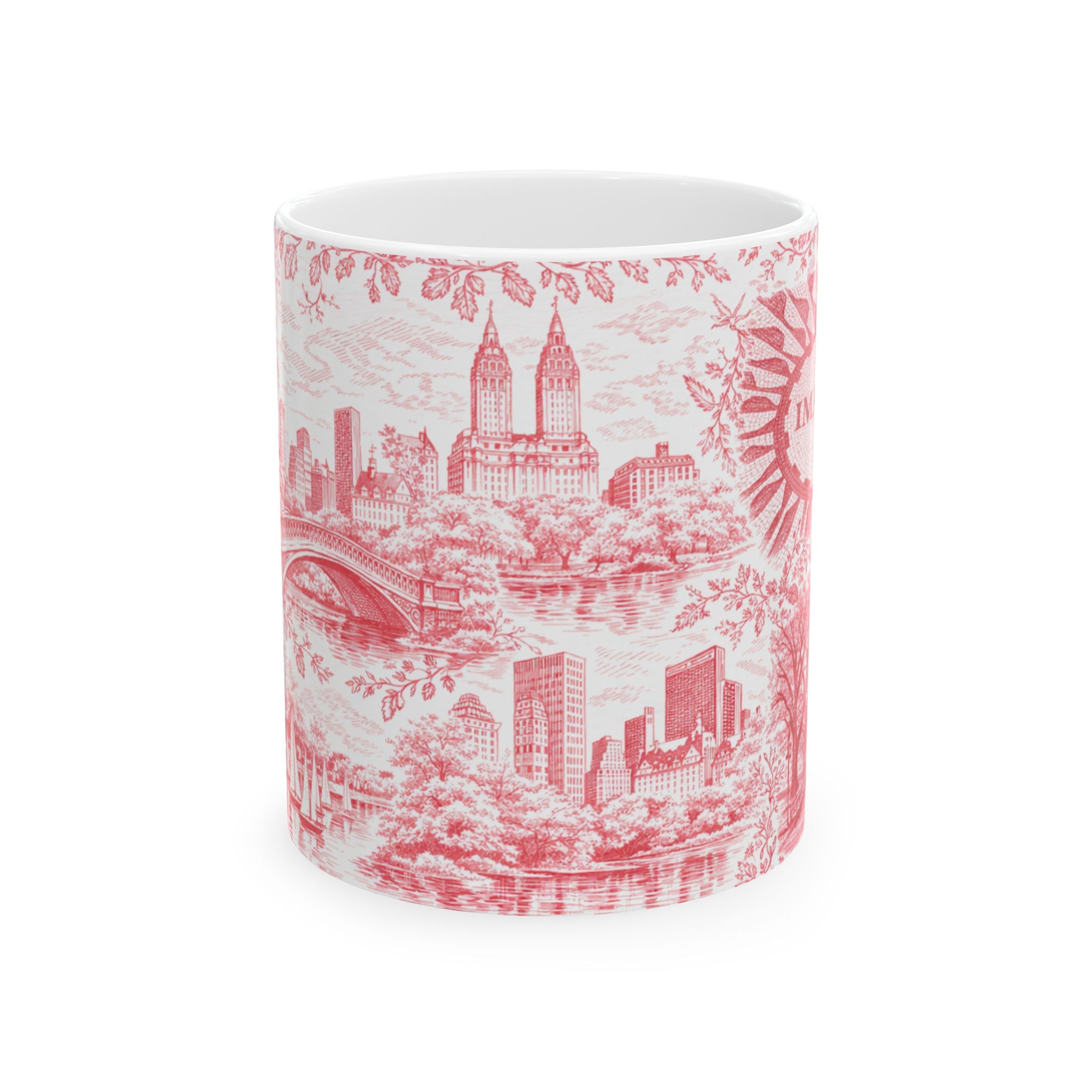 Central Park Red Toile de Jouy Mug | NYC Chinoiserie Ceramic Coffee Cup