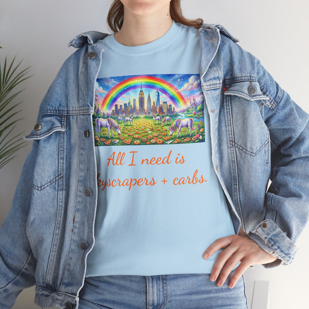 NYC Skyscrapers and Carbs T-Shirt | New York Is a Fairy Tale City Tee