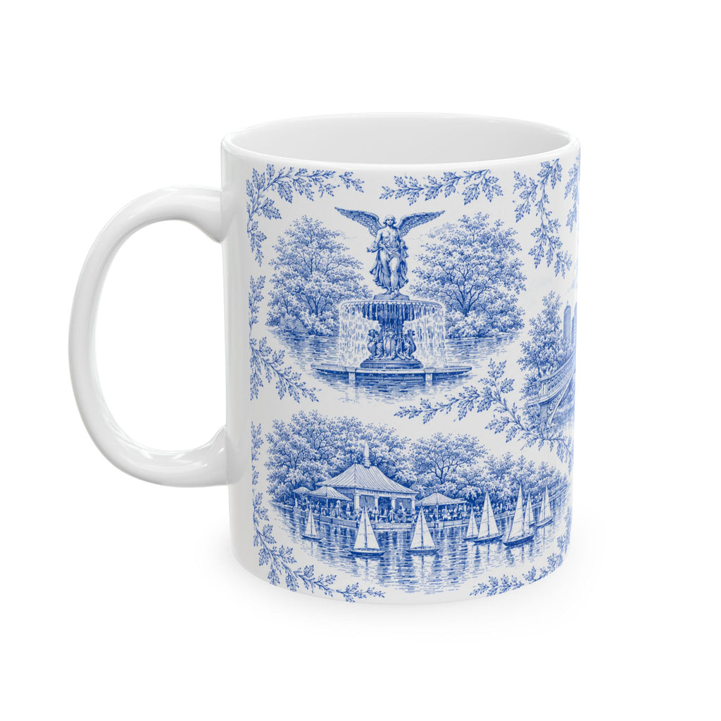 Mug en céramique bleu Toile de Jouy Central Park | Tasse à café NYC