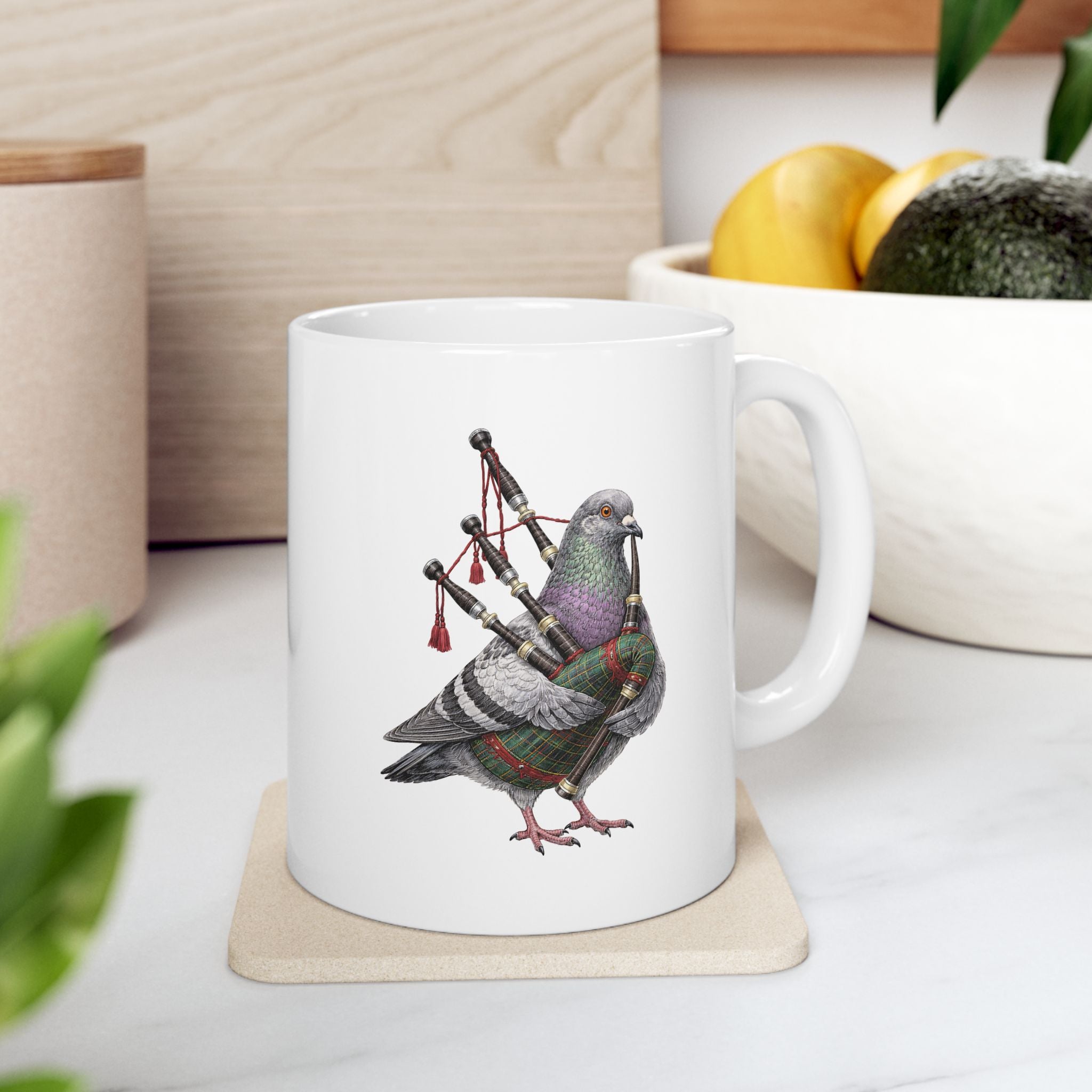 Customizable Woodlawn NYC Pigeon Mug | NYC Irish Bagpipes Bird Lovers Ceramic Coffee Cup