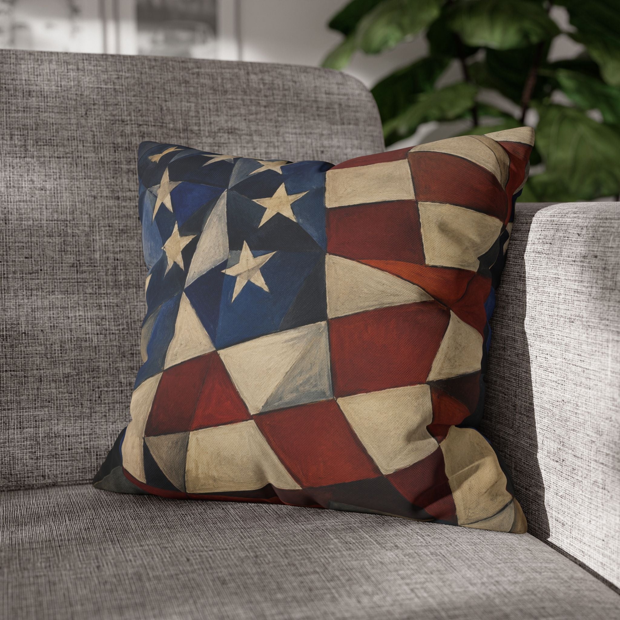 4th of July 16" x 16" Pillowcase –  America 250 Red, White and Blue Decorative Throw Pillow Cover (Pillow Not Included)