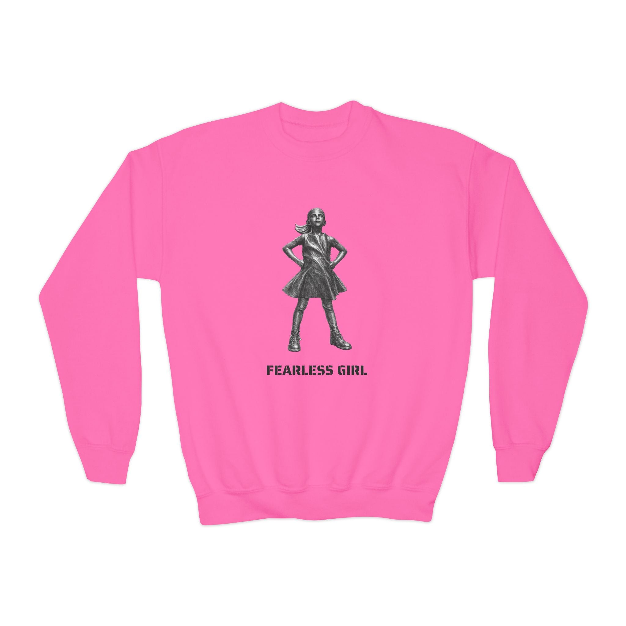Fearless Girl NYC Kids Sweatshirt | Feminist Girl Power Stance New York Childrens Crewneck Sweater