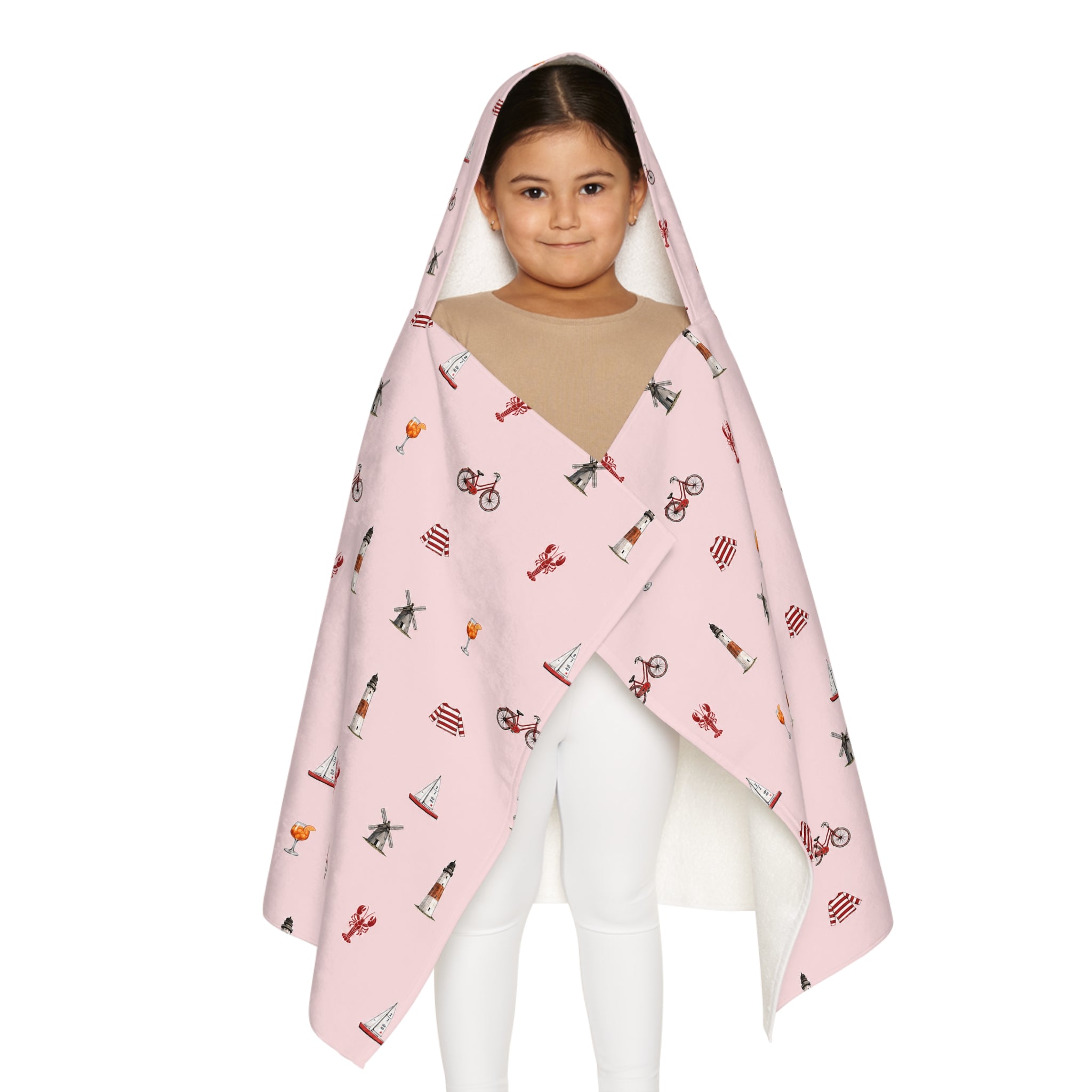 Icons of the Hamptons Pink Hooded Kids Towel —  Childrens Towel