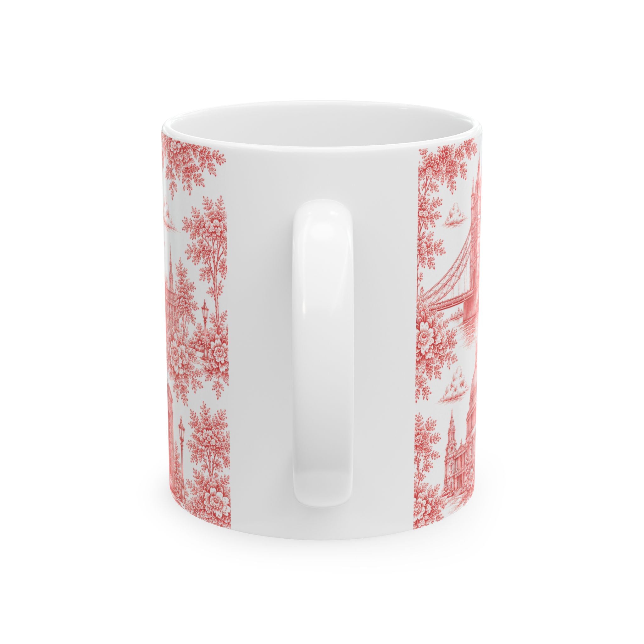 London Red Toile du Jouy Ceramic Mug – Vintage London Icons (11oz)