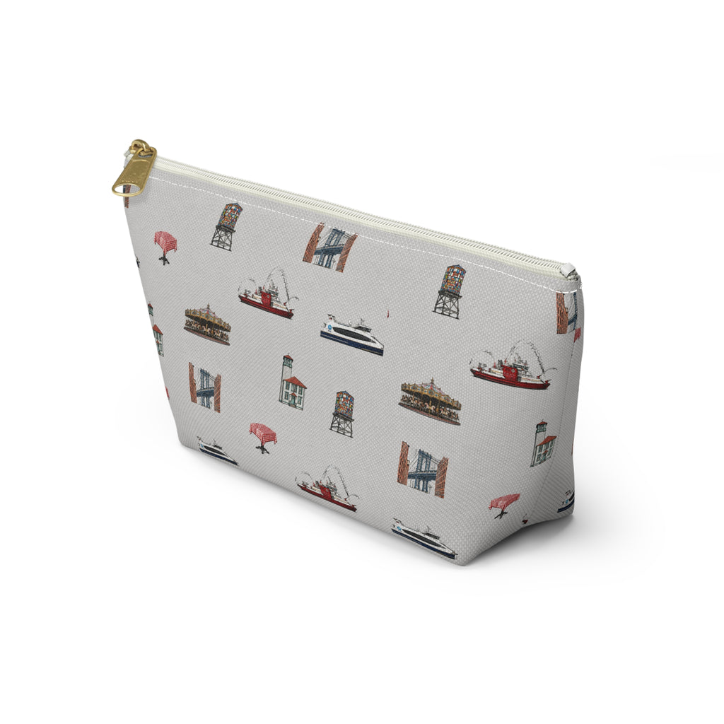 Icons of DUMBO Heather Gray Accessory Pouch — T-Bottom Makeup Bag