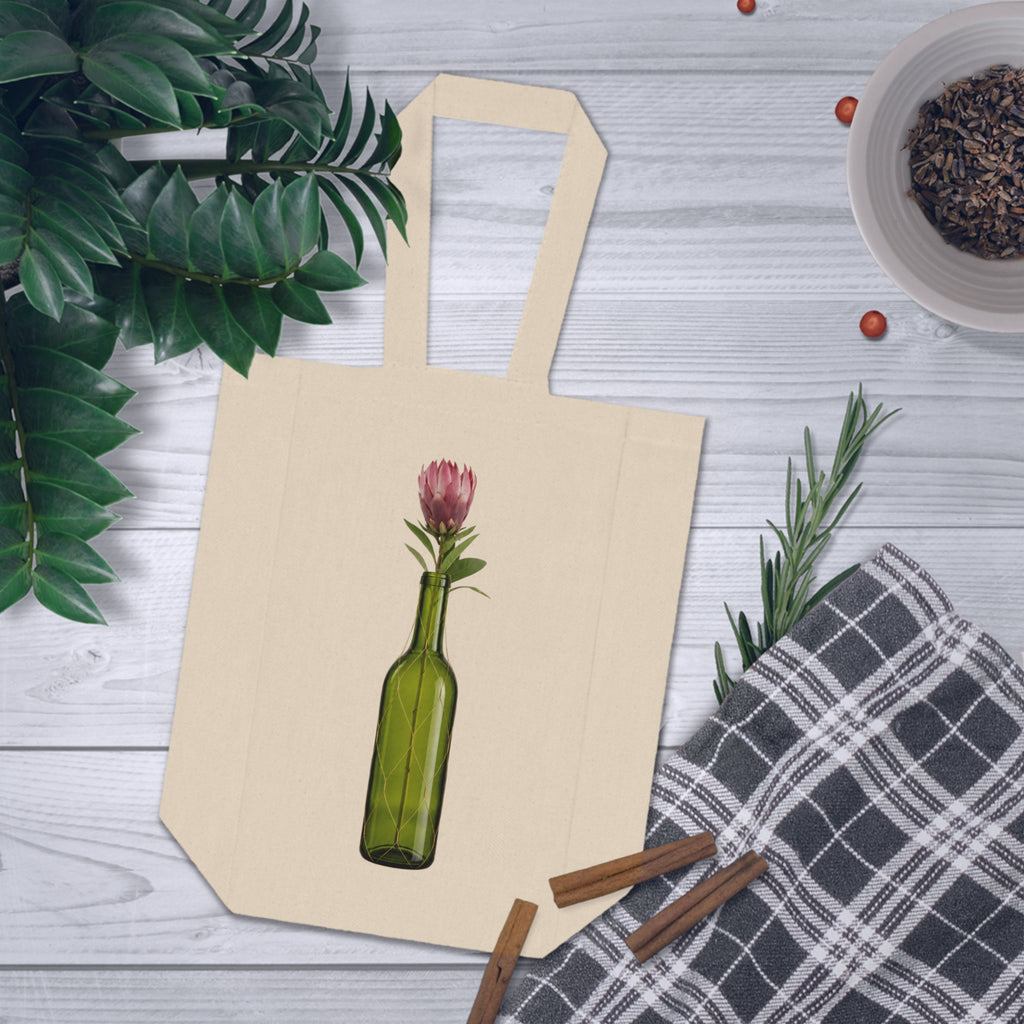 Customizable Double Wine Gift Tote Bag — Two Wine Bottle Carrier Tote for Dinner Party Gifts