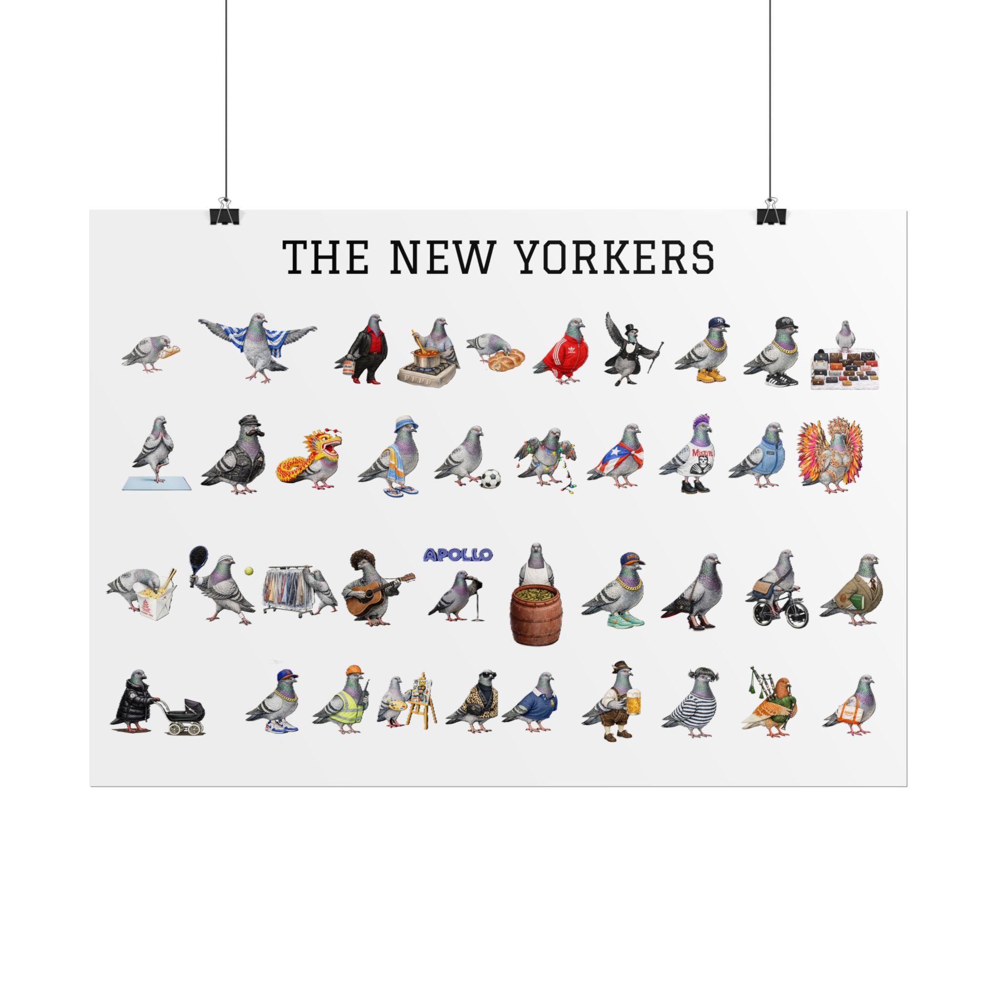 The New Yorkers Neighborhood Pigeons Rolled Poster | NYC Pigeon Gift for Bird Lovers