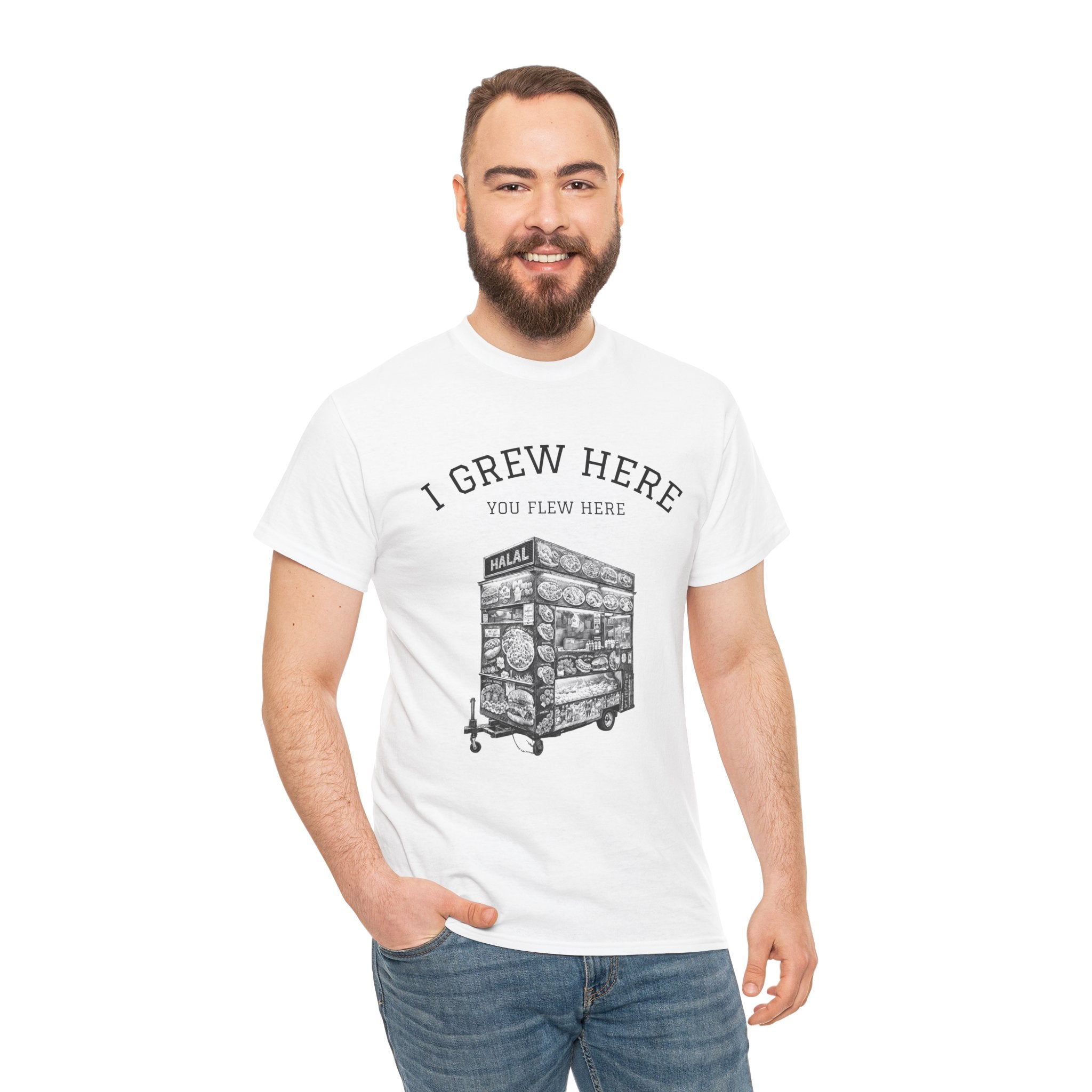 NYC Halal Food Cart Tee | New York I Grew Here You Flew Here T-Shirt