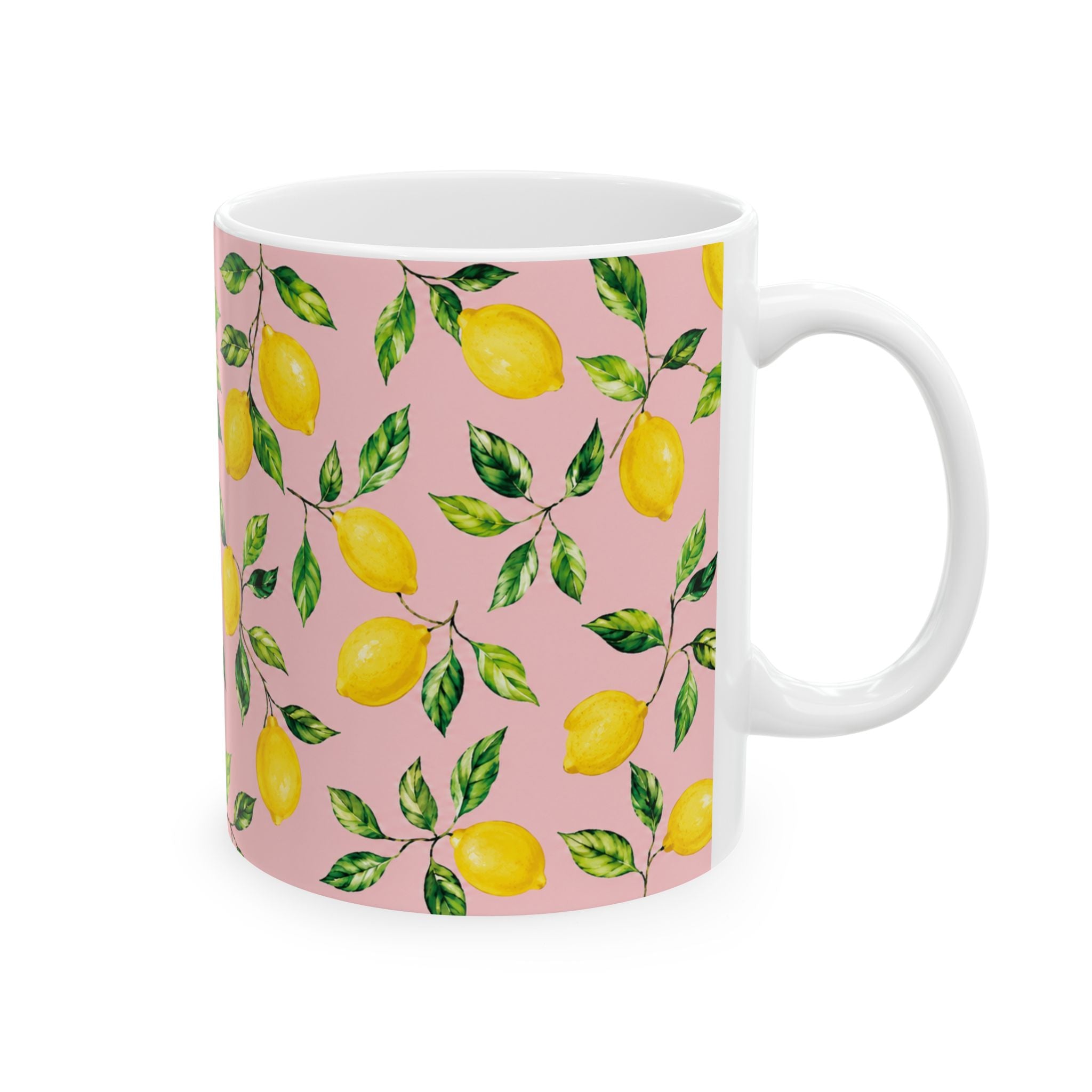 Little Italy Amalfi Pink with Lemon Mug 4— Italian Mediterranean Pattern Coffee Cup (11oz)