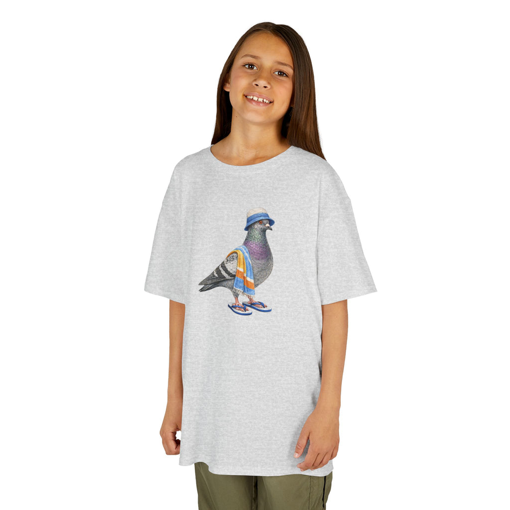 Customizable Coney Island NYC Pigeon Kid Tee —  Cute Bird Beach Bum T-Shirt for Children