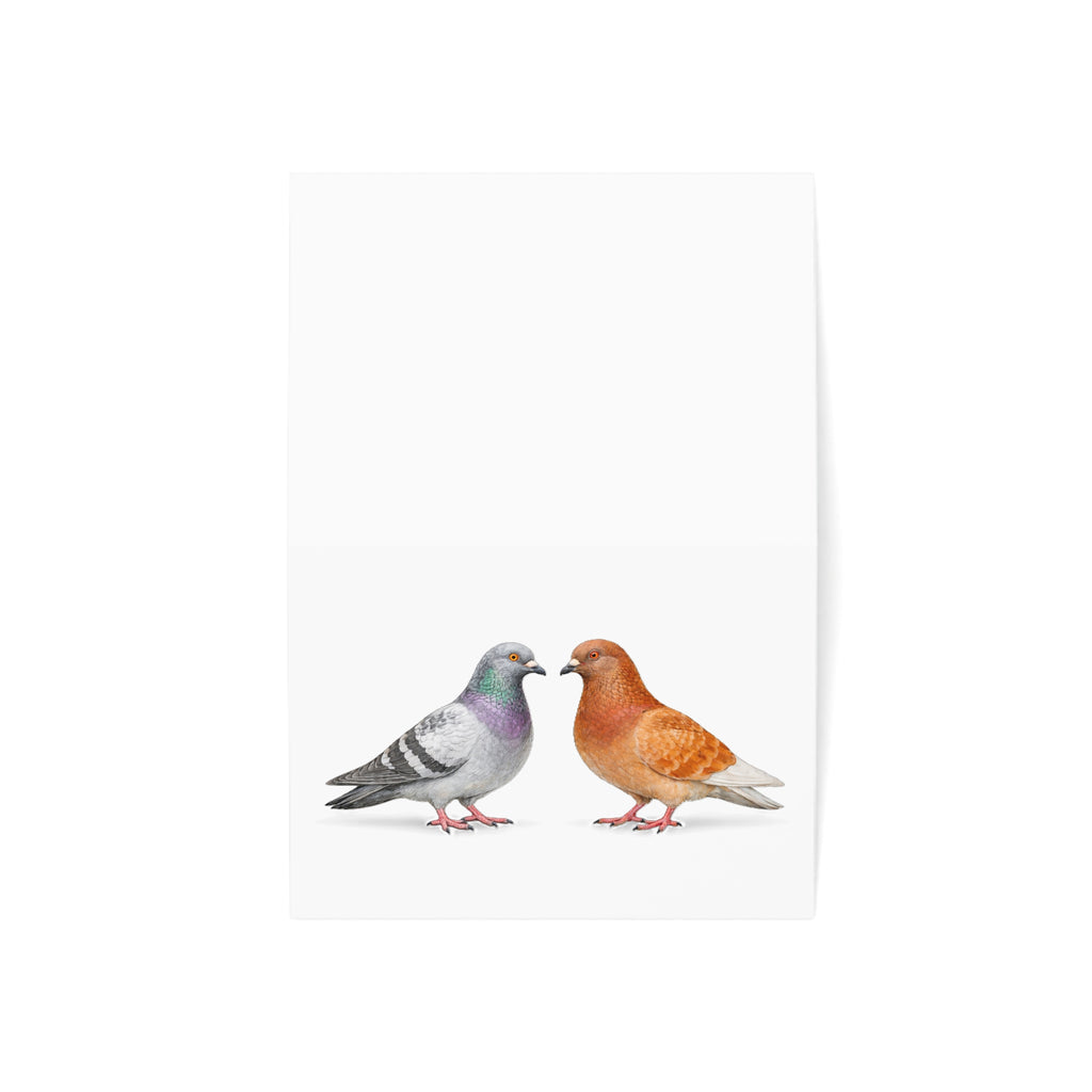 Romeo & Juliet Romantic Pigeon Illustration Greeting Cards | Forbidden Love Card
