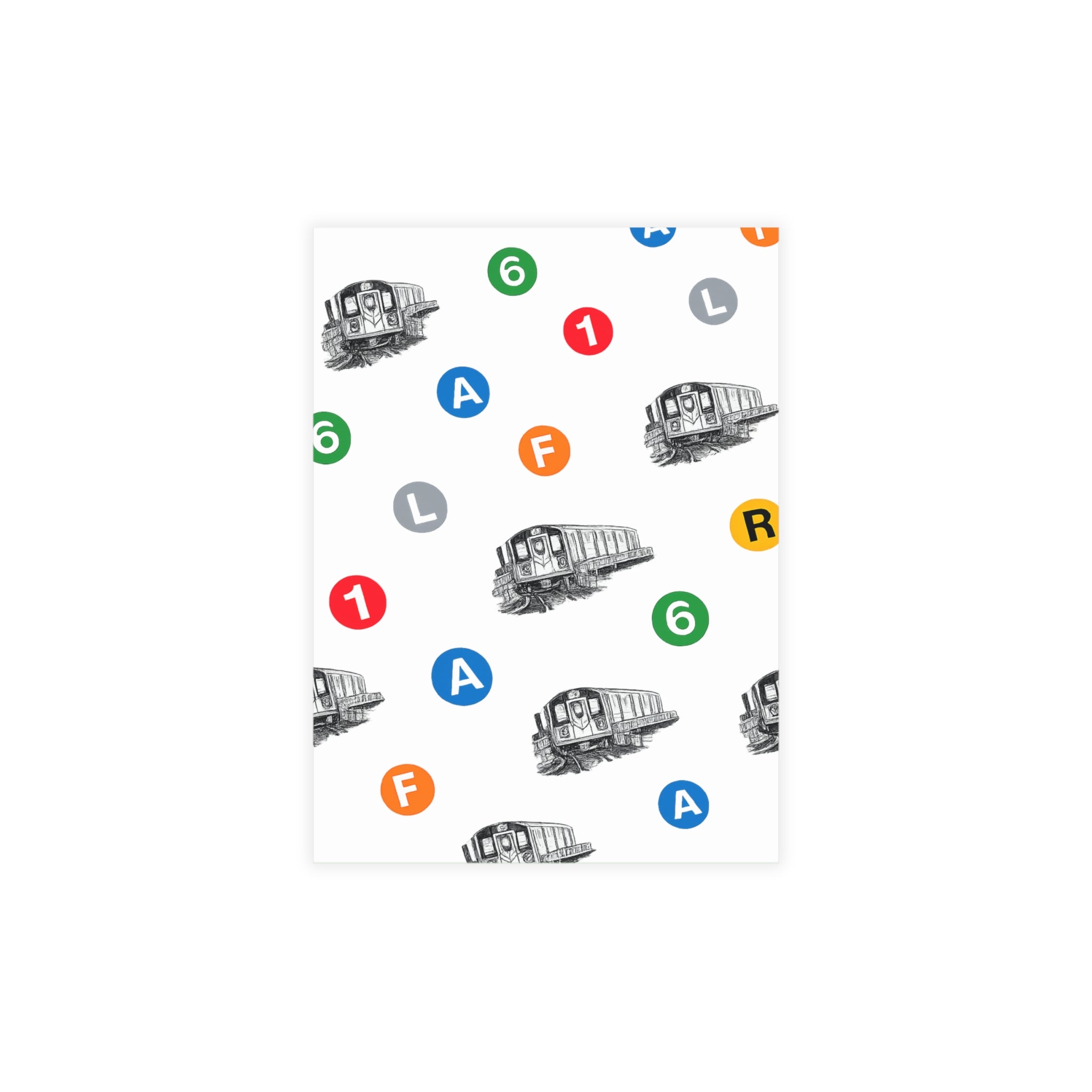 New York Subway Train Transit Icons  Postcard Bundle of 10 NYC Metro Pattern (envelopes included)