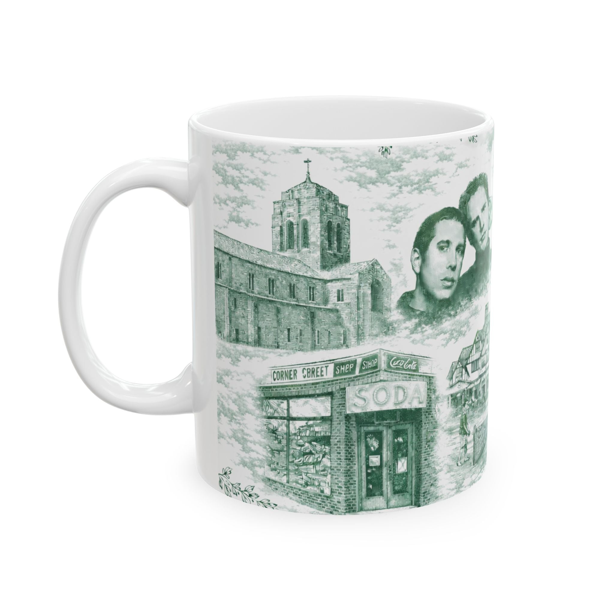 Forest Hills Green Toile de Jouy Mug | Queens Chinoiserie Ceramic Coffee Cup