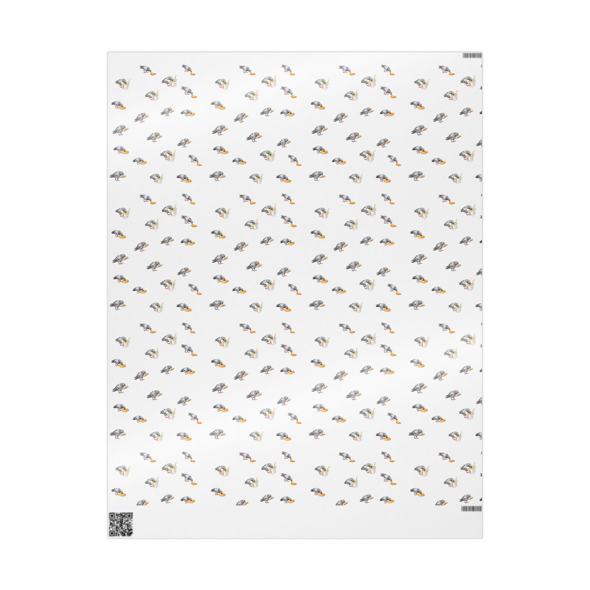 Foodie NYC Pigeons Pattern Gift Wrap Paper | New York Food Influencer Bird Lover Wrapping Paper Roll