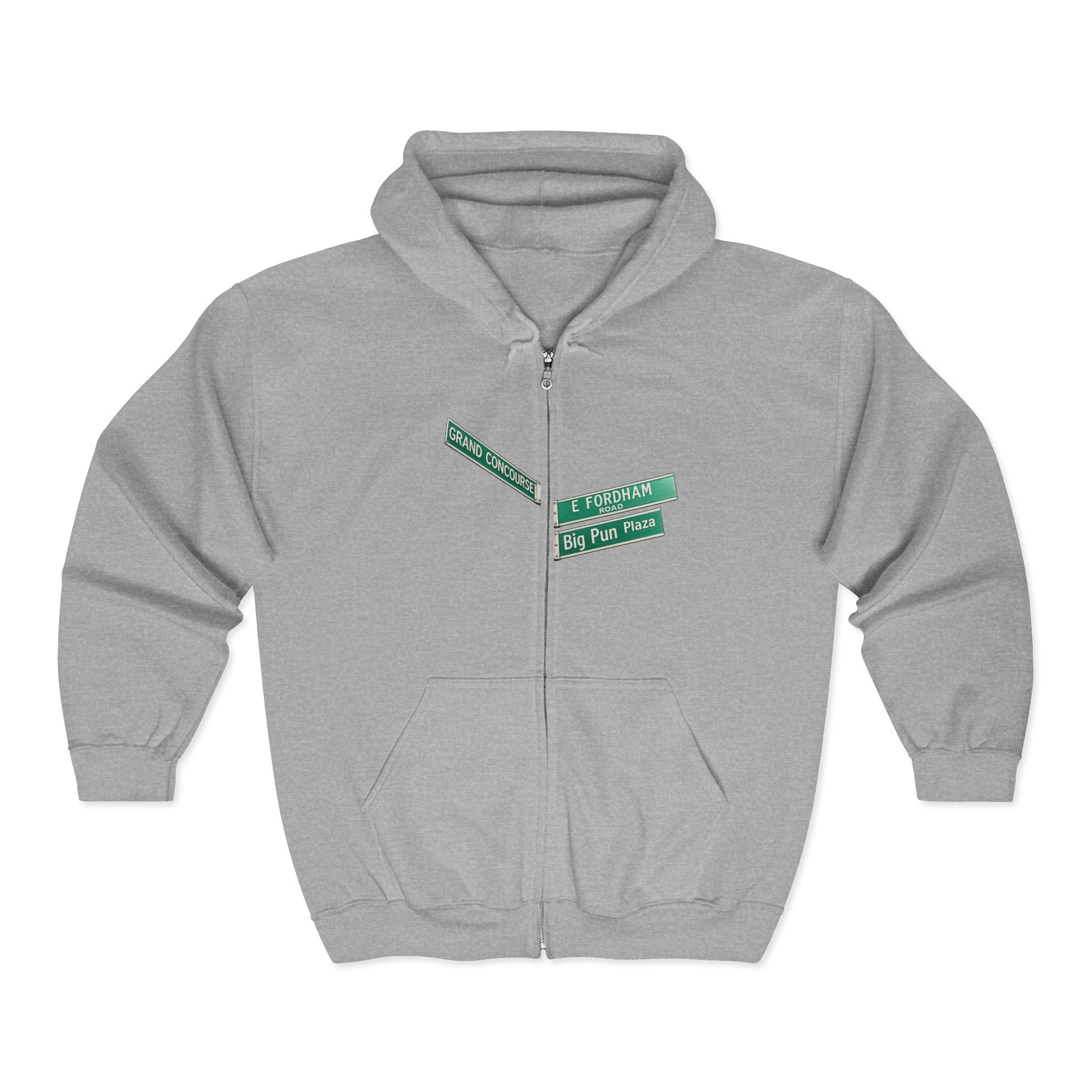 Bronx Street Sign Zip Up Hoodie   NYC Big Pun Grand Concourse Fordham Road Hooded Sweatshirt