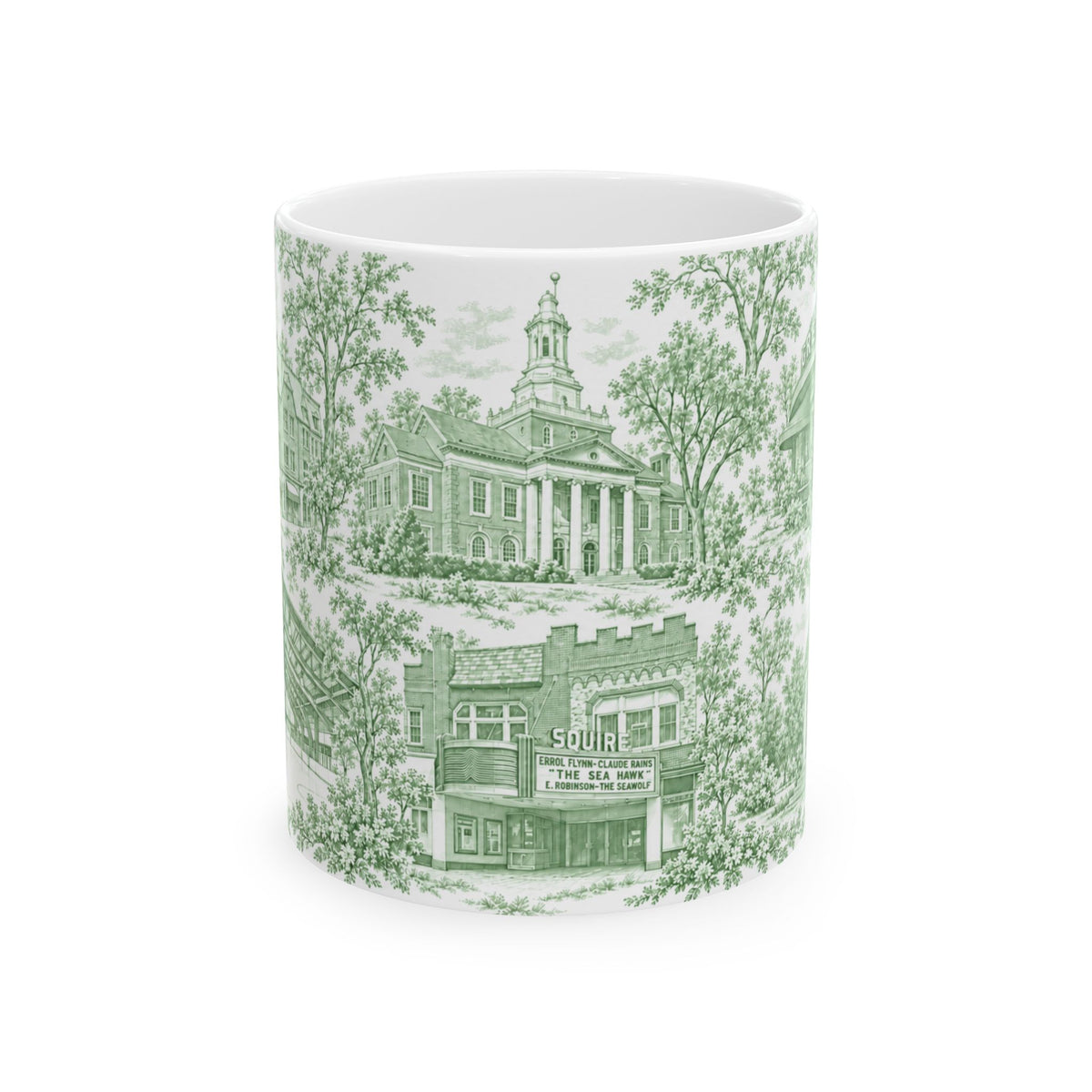 Great Neck Green Toile de Jouy 11oz Ceramic Mug