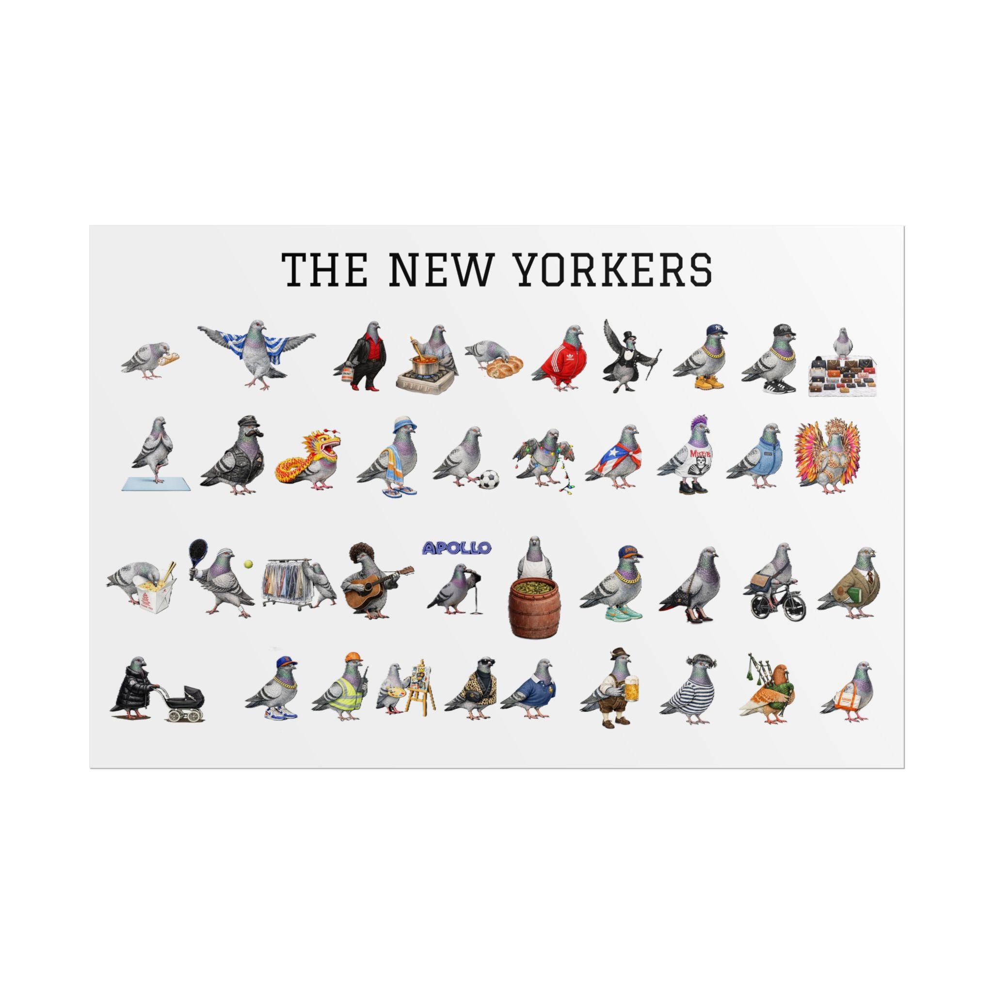 The New Yorkers Neighborhood Pigeons Rolled Poster | NYC Pigeon Gift for Bird Lovers