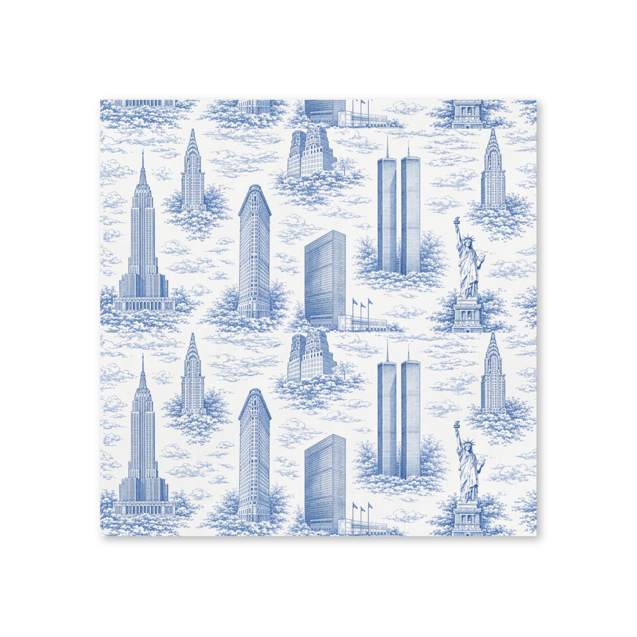 Manhattan skyline blue toile de Jouy Napkins Pack of 50