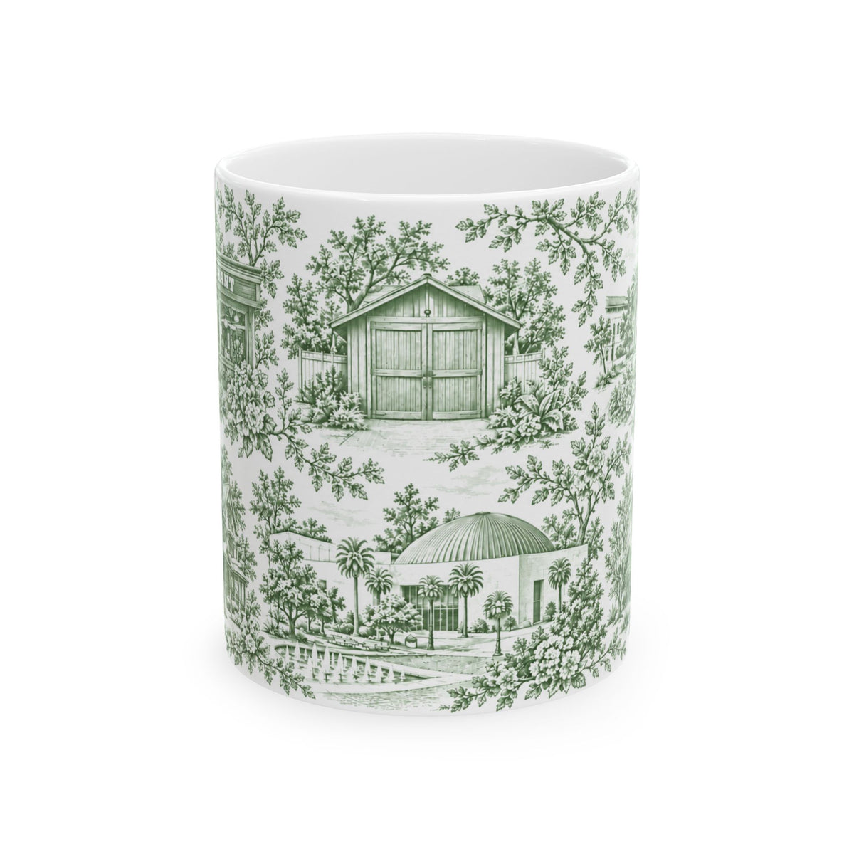 Silicon Valley Green Toile de Jouy 11oz Ceramic Mug