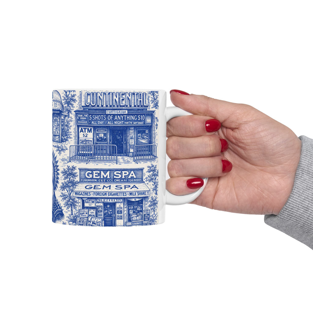 East Village Blue Toile de Jouy Mug | NYC Chinoiserie Ceramic Mug