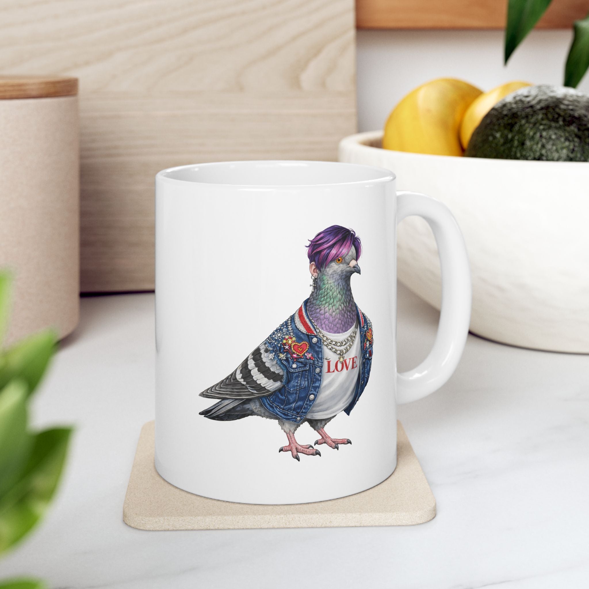 Customizable Koreatown NYC Pigeon Mug | New York Baseball Fan Bird Lovers Ceramic Coffee Cup