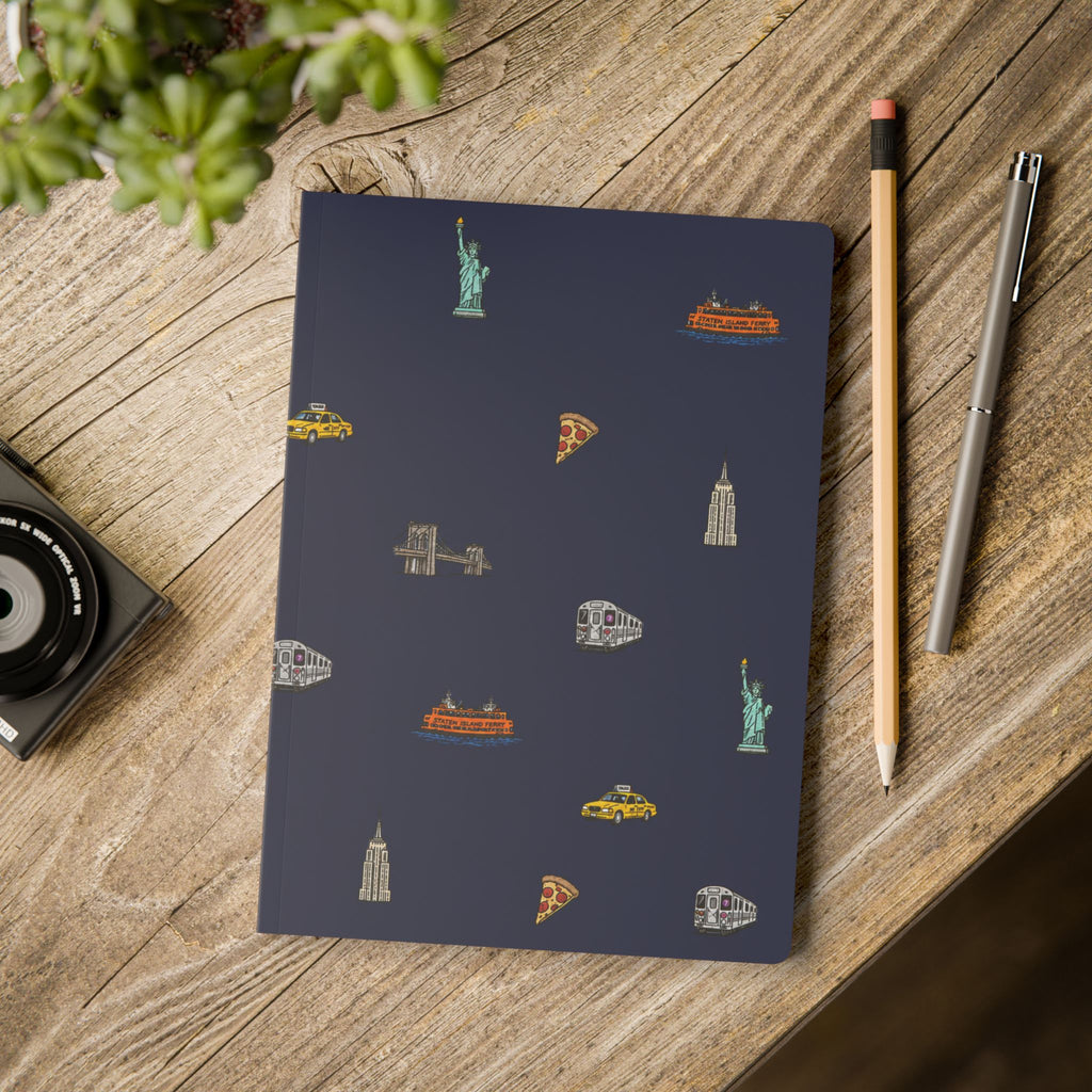 Icons of New York City Blue Softcover Notebook