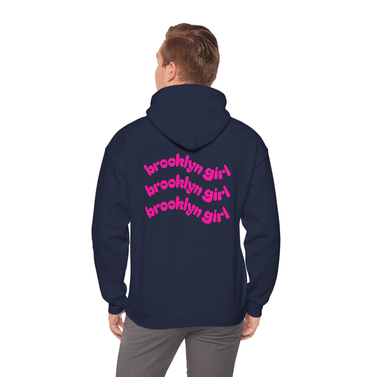 Brooklyn Girl Hoodie – Retro Pink Wave Back Print Hooded Sweatshirt