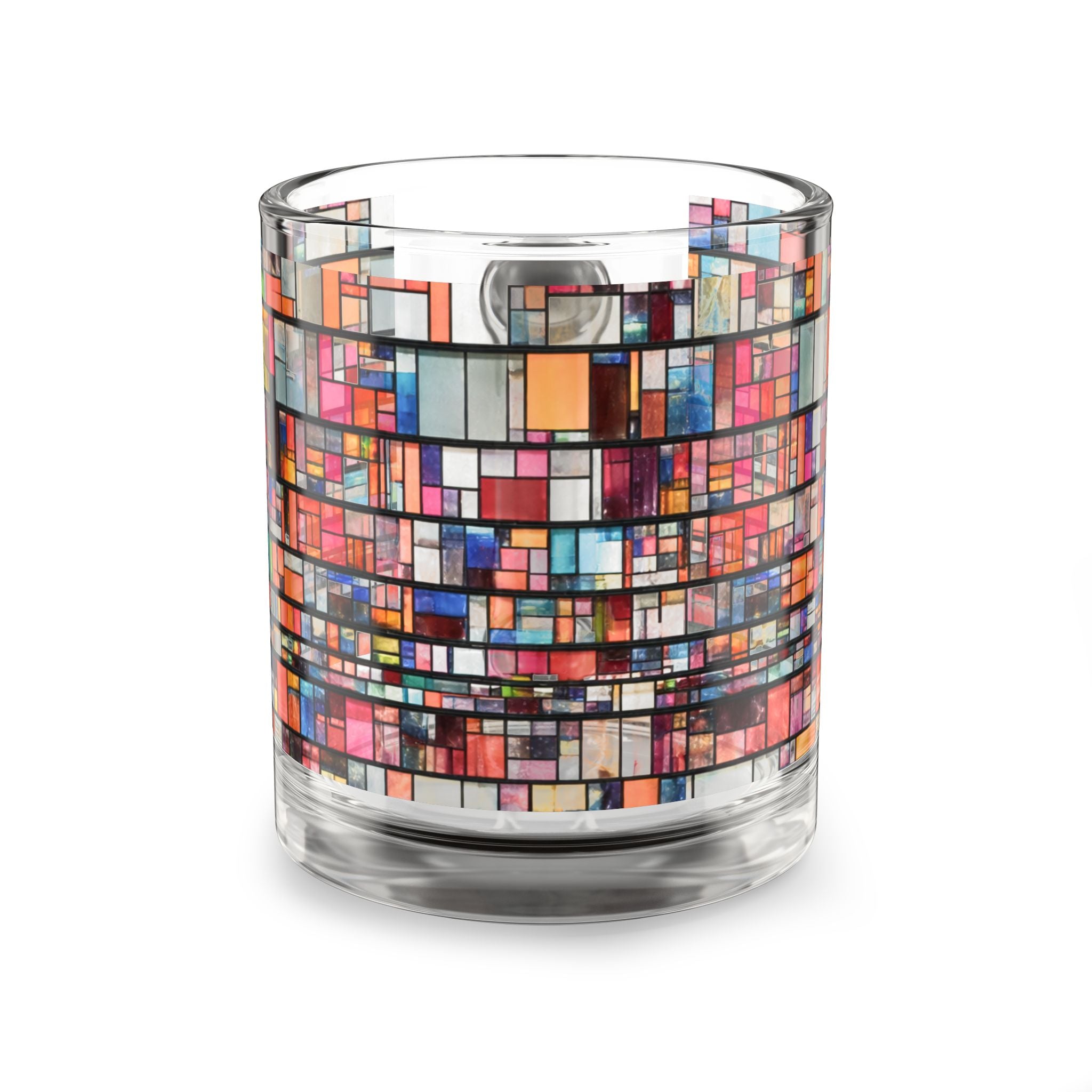 DUMBO Brooklyn Water Tower Stained Glass Mosaic Mug | Colorful Geometric Pattern Glass Mug, 10oz
