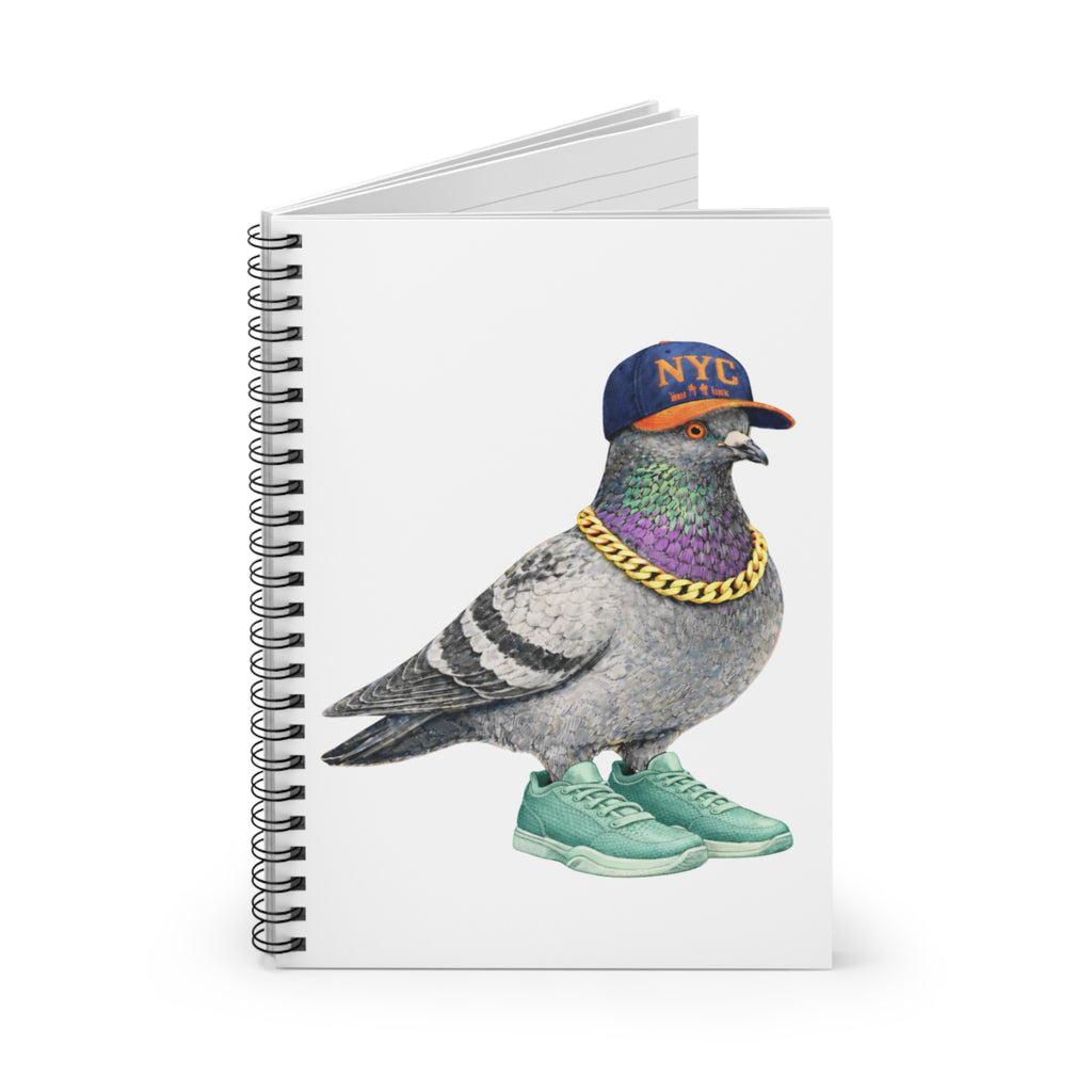 Customizable Manhattan NYC Pigeon Spiral Journal | Basketball Fan Bird Lovers Notebook