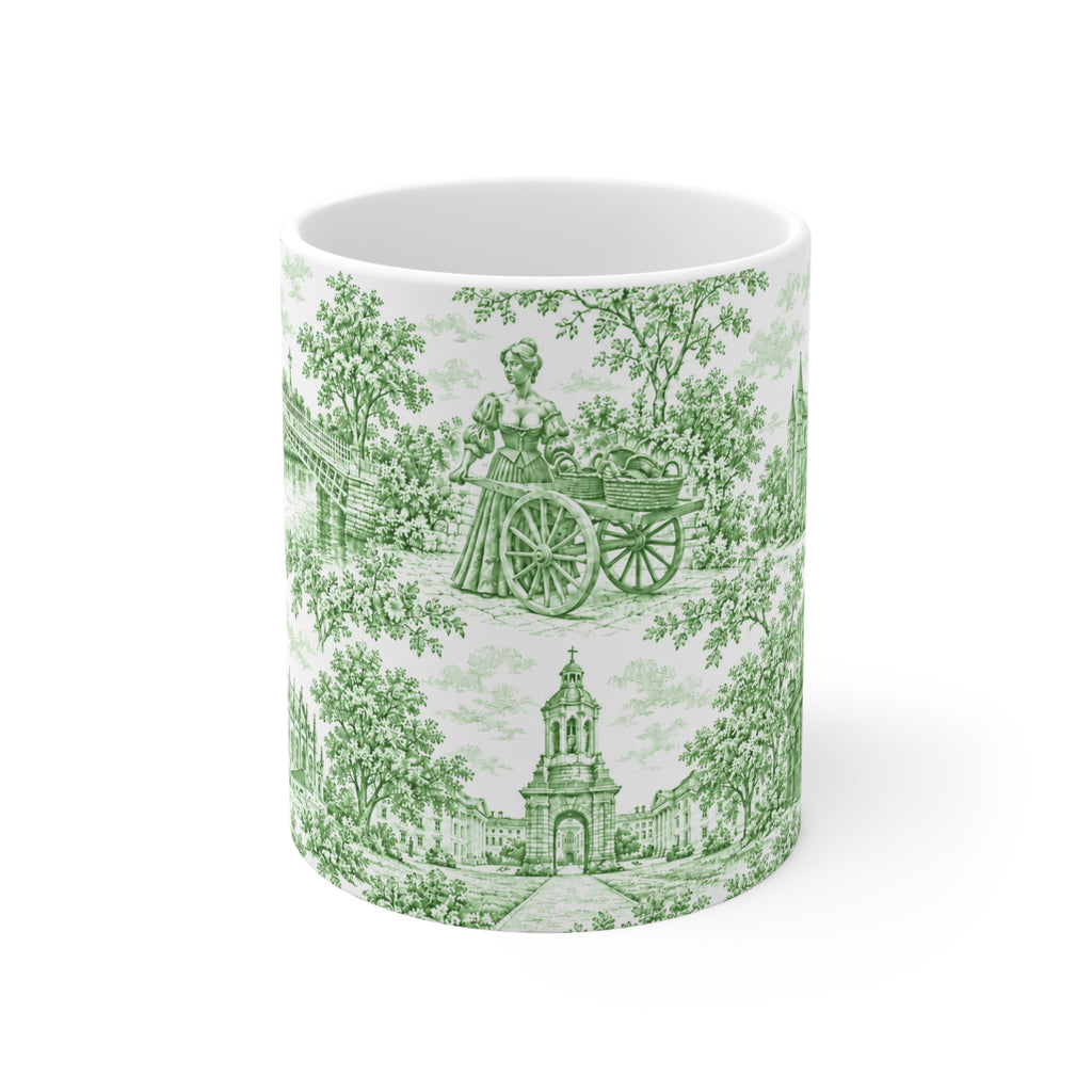 Dublin Green Toile de Jouy Ceramic Mug — Coffee Cup (11oz; Ships from Europe)