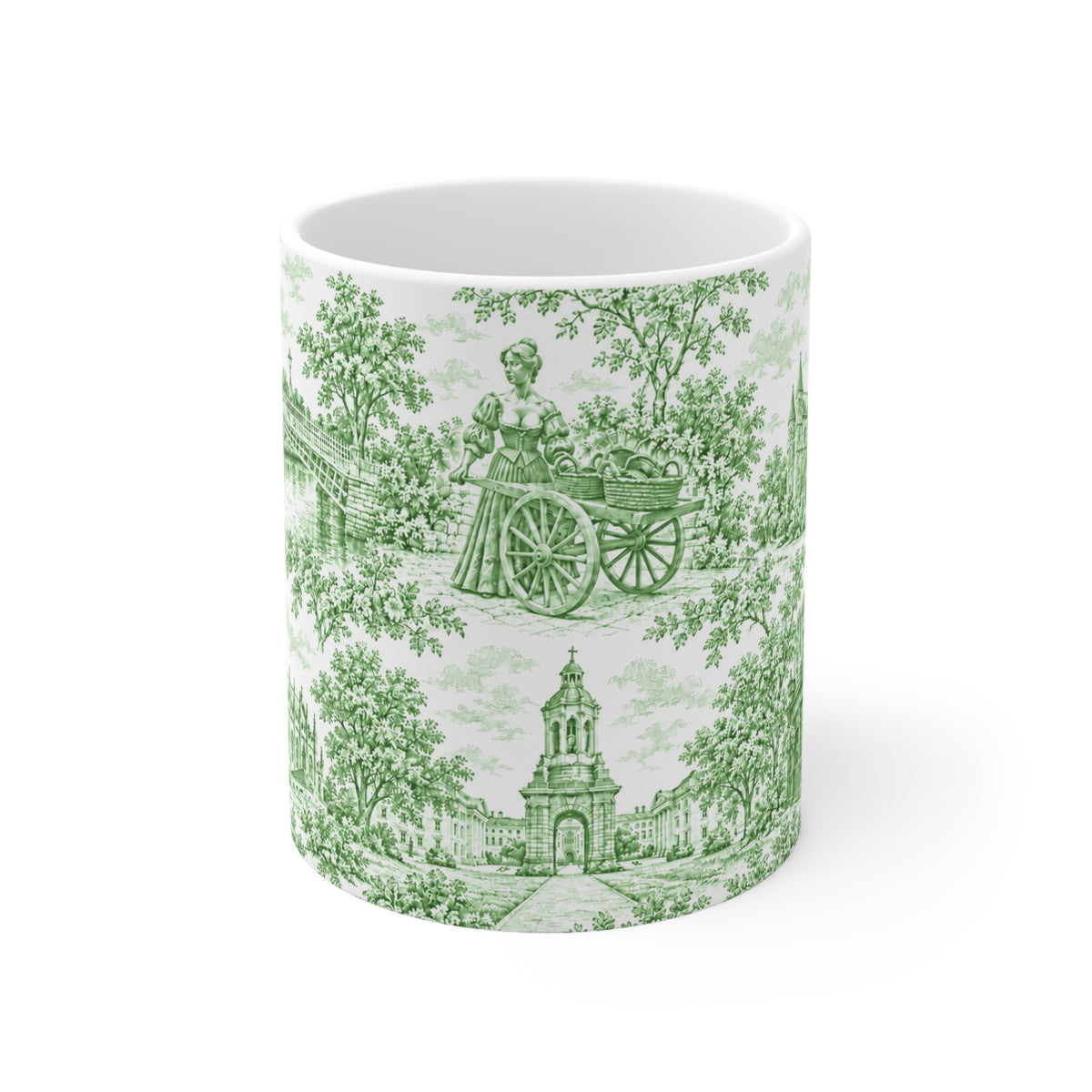 Dublin Green Toile de Jouy Ceramic Mug — Coffee Cup (11oz; Ships from Europe)