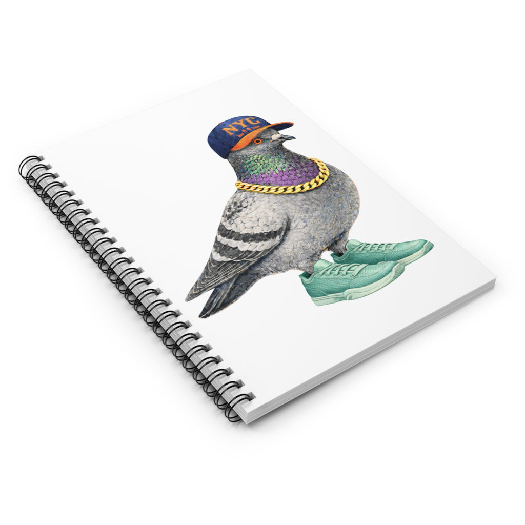 Customizable Manhattan NYC Pigeon Spiral Journal | Basketball Fan Bird Lovers Notebook