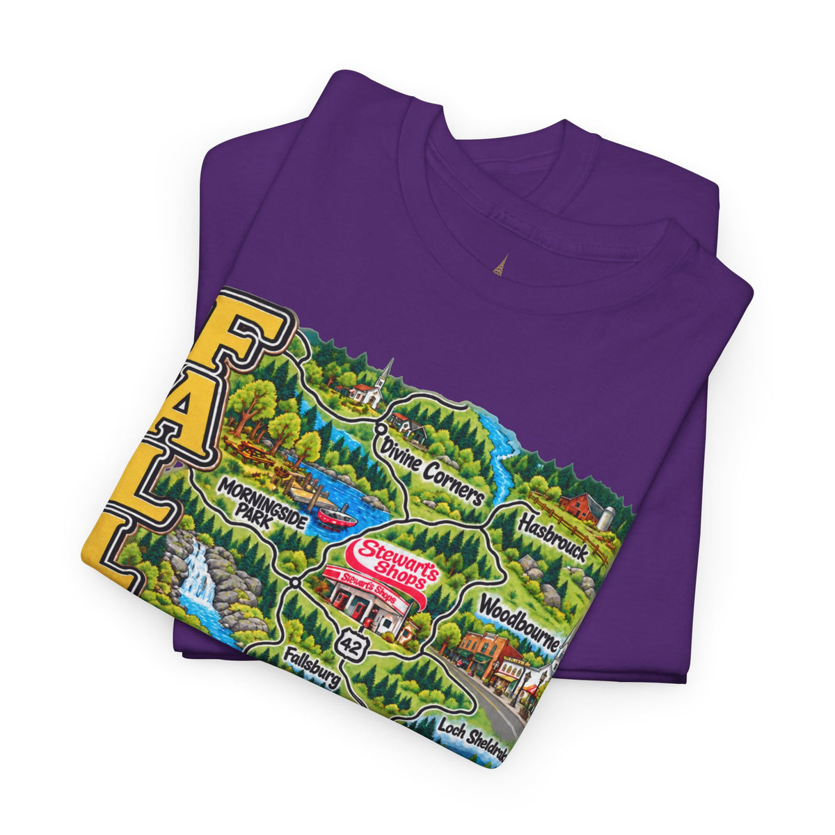 Fallsburg, NY Map T-Shirt  Catskills Upstate New York Tee