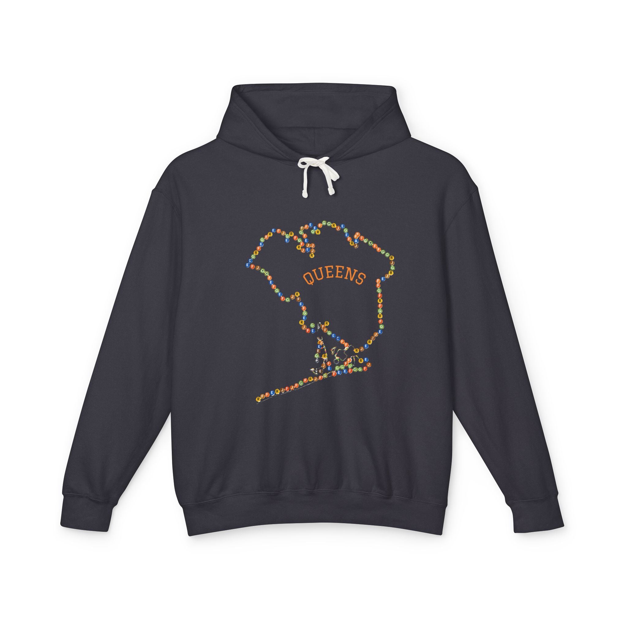 Queens Map Subway Signs Hoodie | New York Borough Outline Hooded Sweatshirt