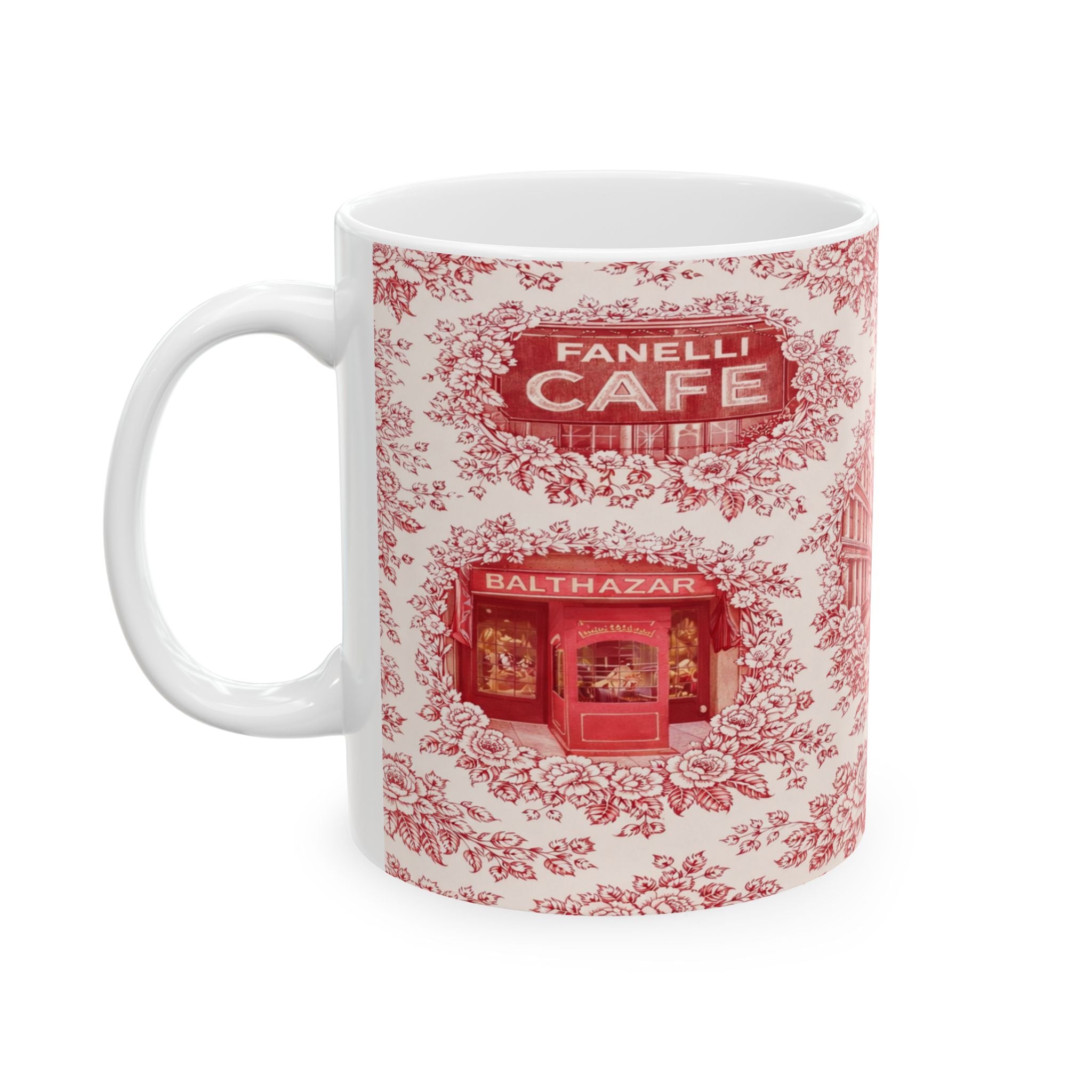 SoHo Red Toile de Jouy Mug | NYC Chinoiserie Ceramic Coffee Cup