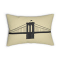 Brooklyn Bridge Silhouette Lumbar Pillow — Neutral Cityscape Decorative Pillow