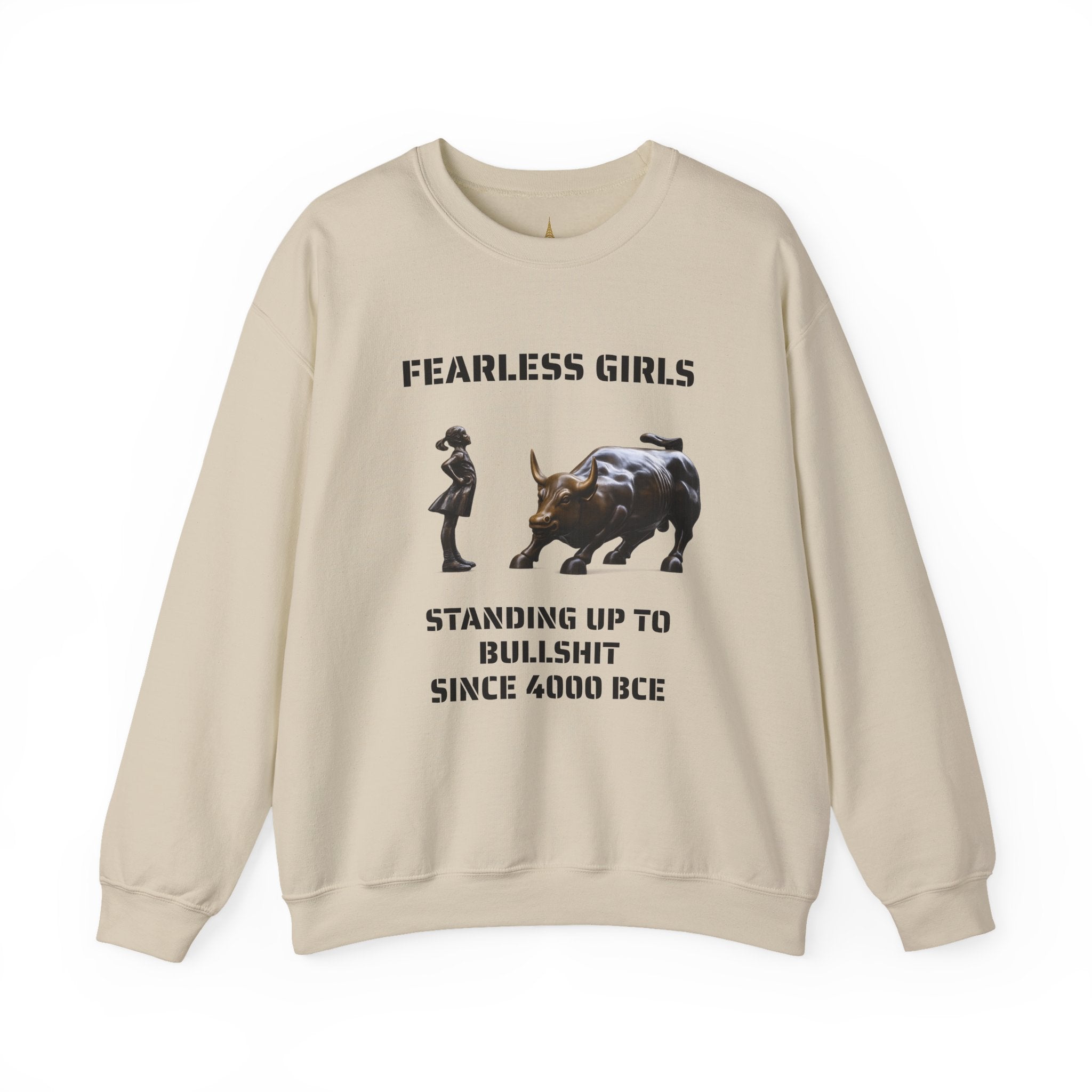 Fearless Girl Raging Bull Statue graphic Sweatshirt | NYC Empowerment, Feminist Design Sweater