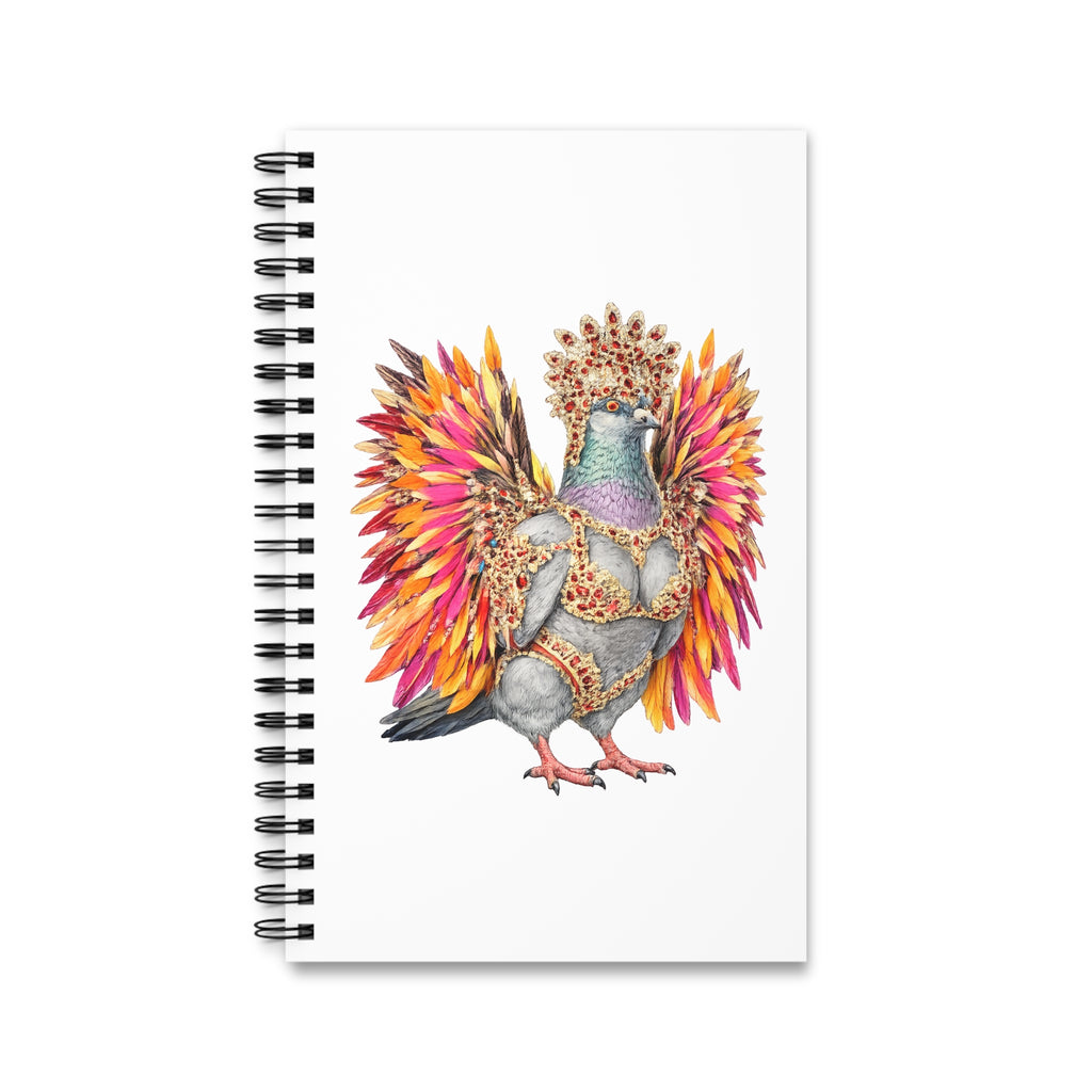 Customizable Flatbush NYC Pigeon Spiral Journal | Mardi Gras Carnival Parade Bird Lovers Notebook