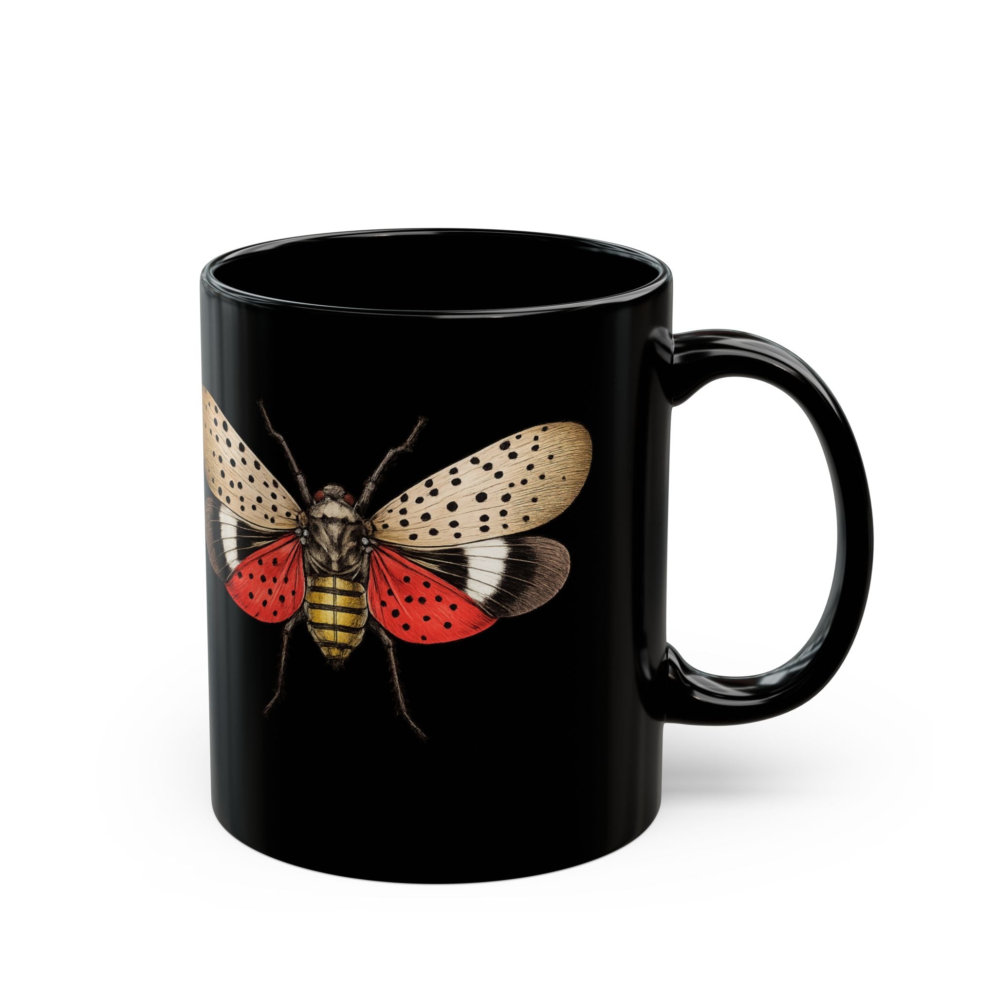 NYC Spotted Lanternfly Illustration Coffee Mug – New York Summer Black Ceramic 11oz