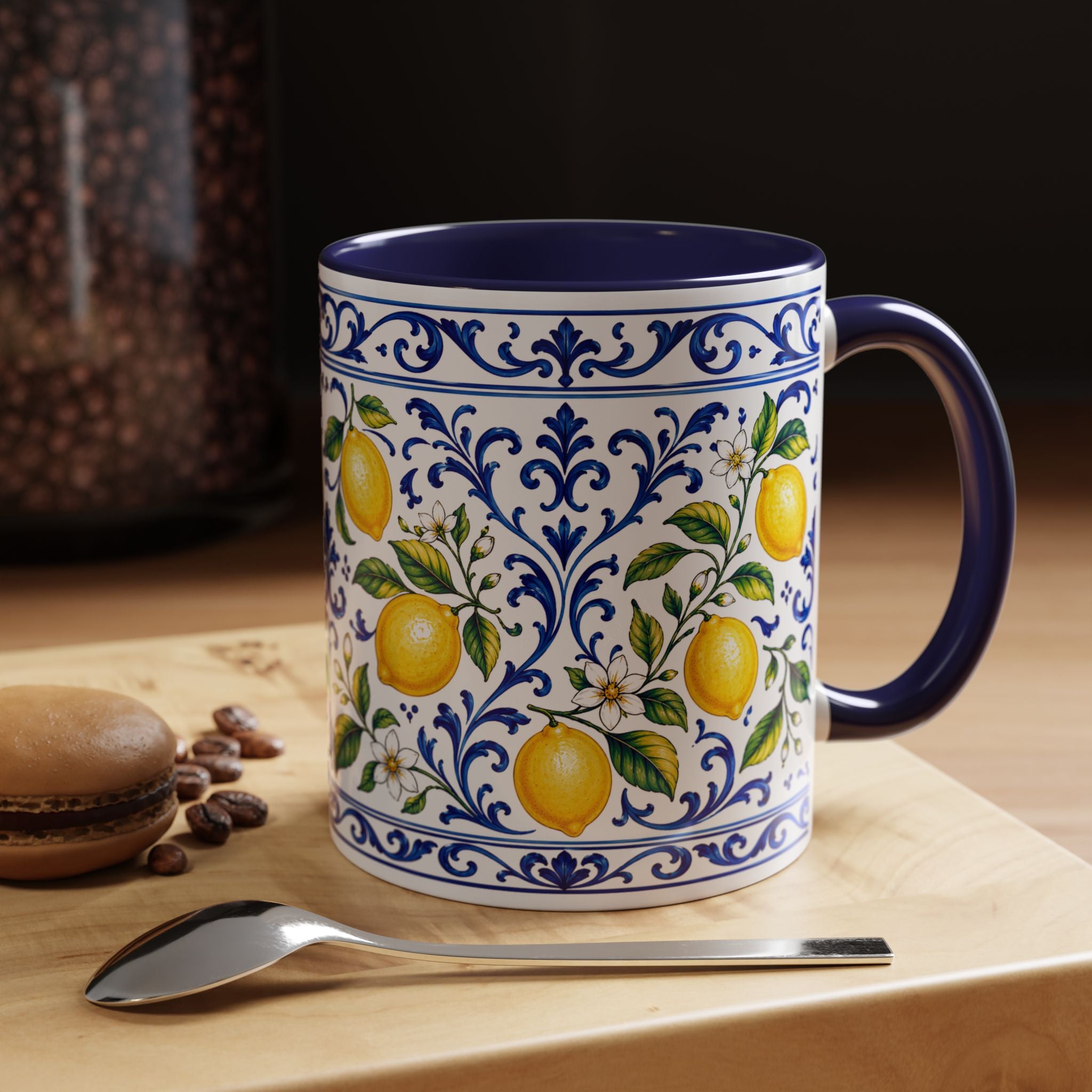 Little Italy Amalfi Blue with Lemon Mug — Blue Ceramic Kitchen Mug (11oz)