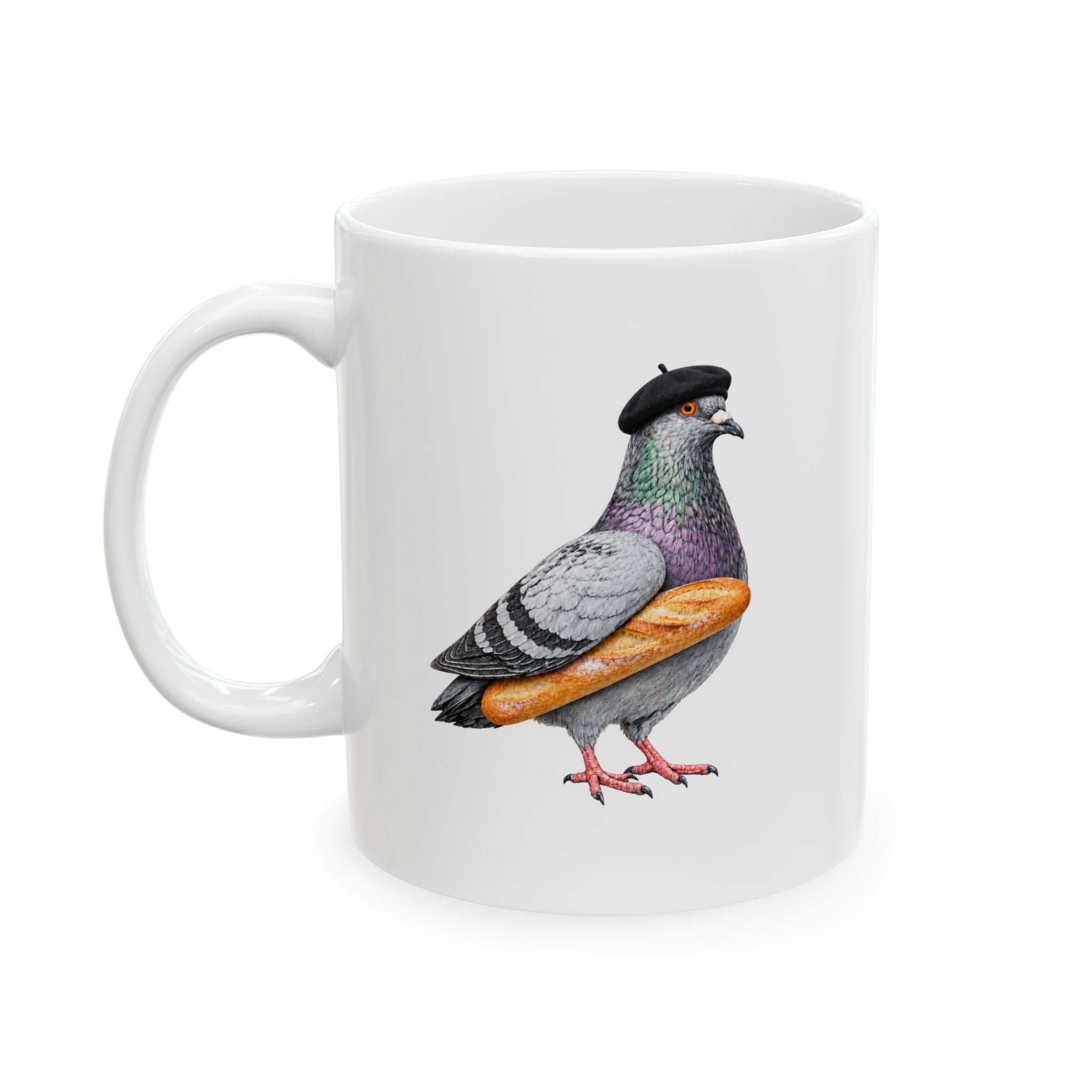 Customizable Carroll Gardens NYC Pigeon Mug | French Bakery Bird Lovers Ceramic Coffee Cup