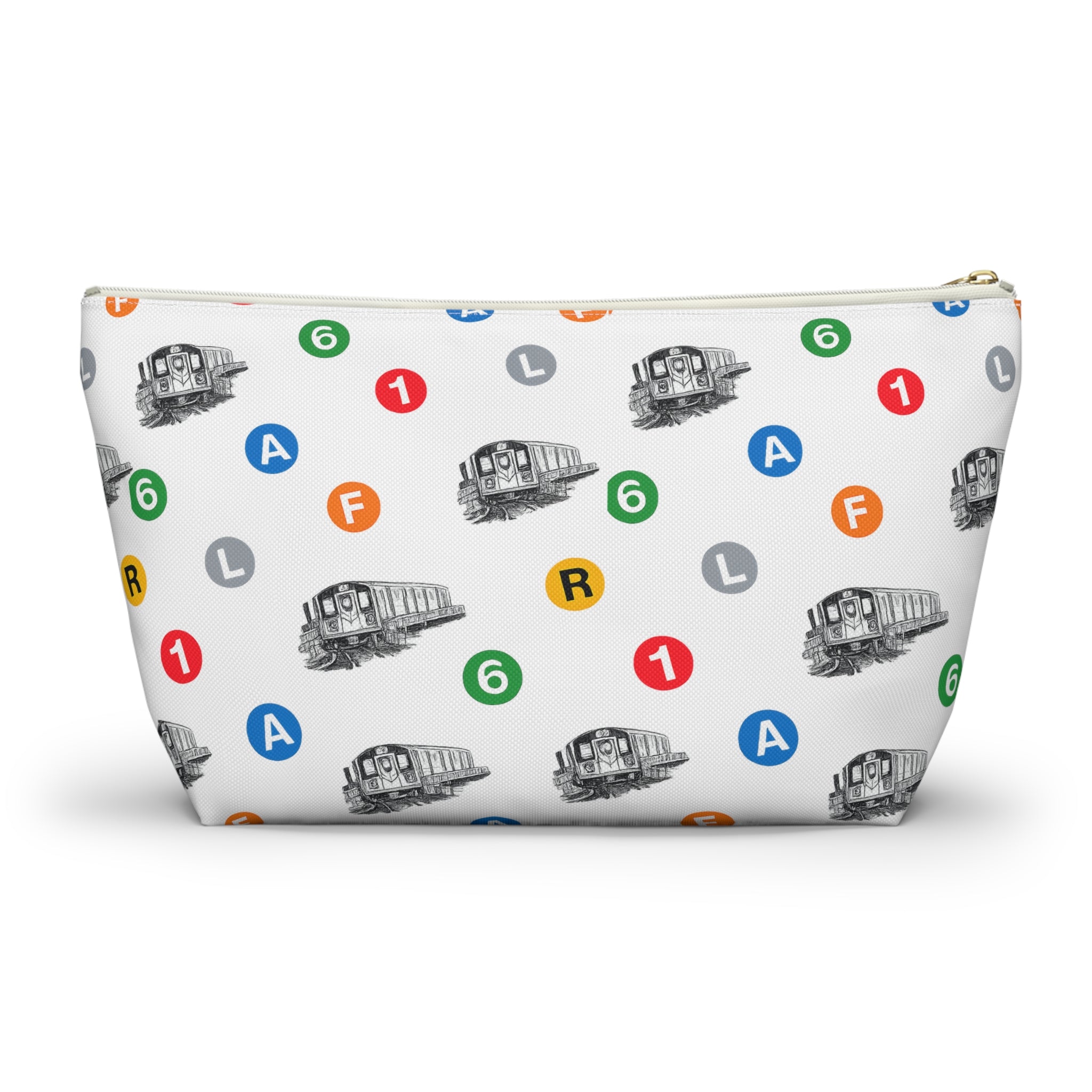New York Subway Train Transit Icons Large Accessory Pouch — T-Bottom Makeup Bag