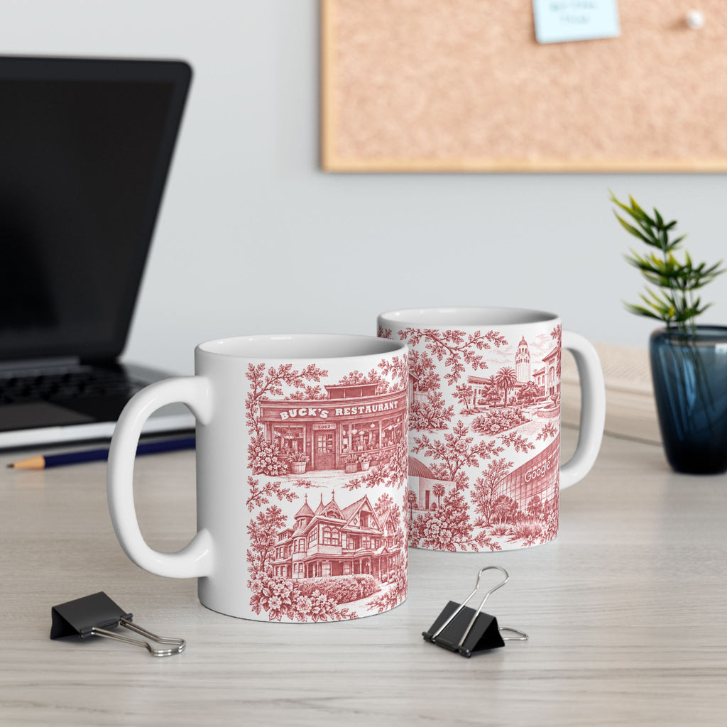 Silicon Valley Red Toile de Jouy 11oz Ceramic Mug